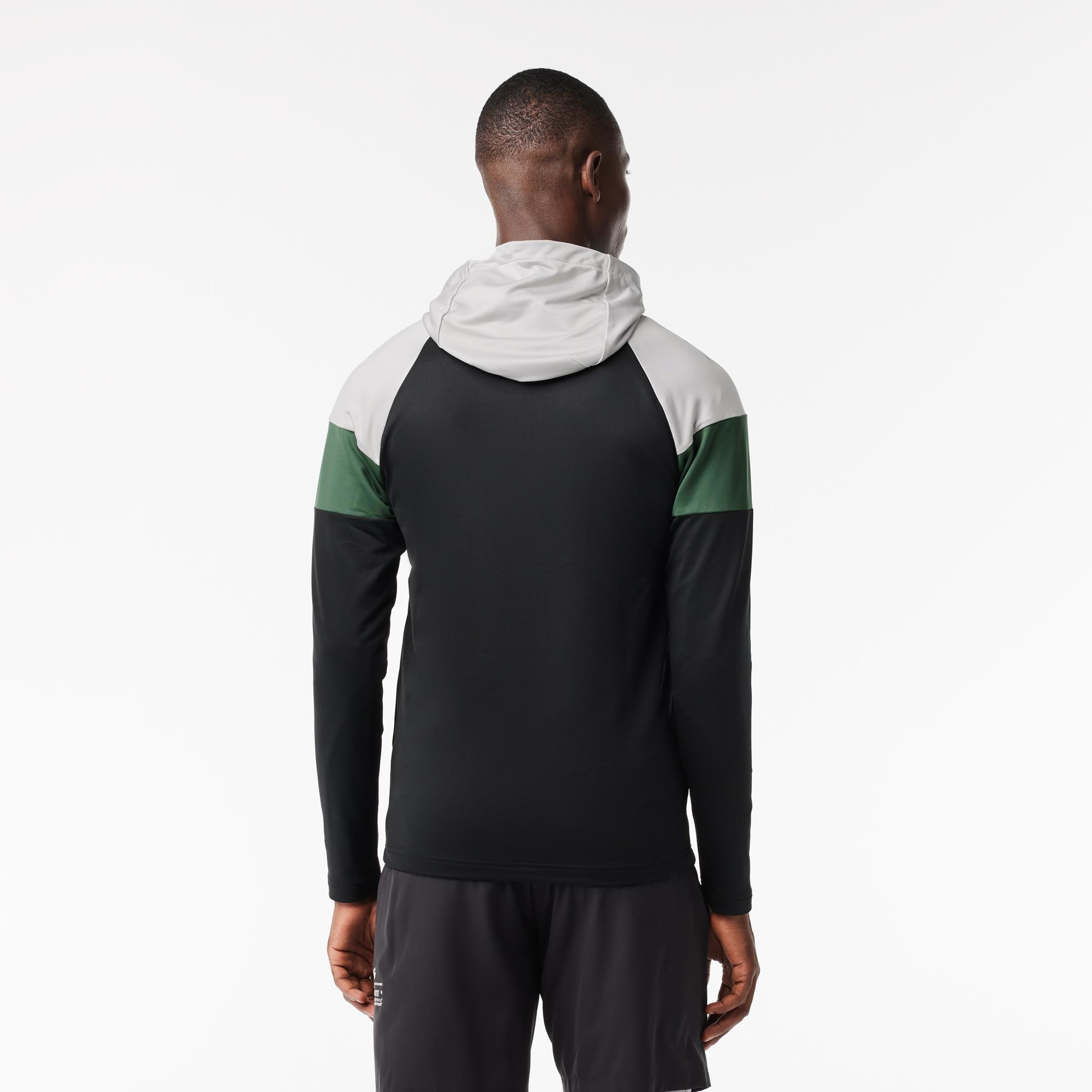 Active Erkek Kapüşonlu Renk Bloklu Siyah Sweatshirt
