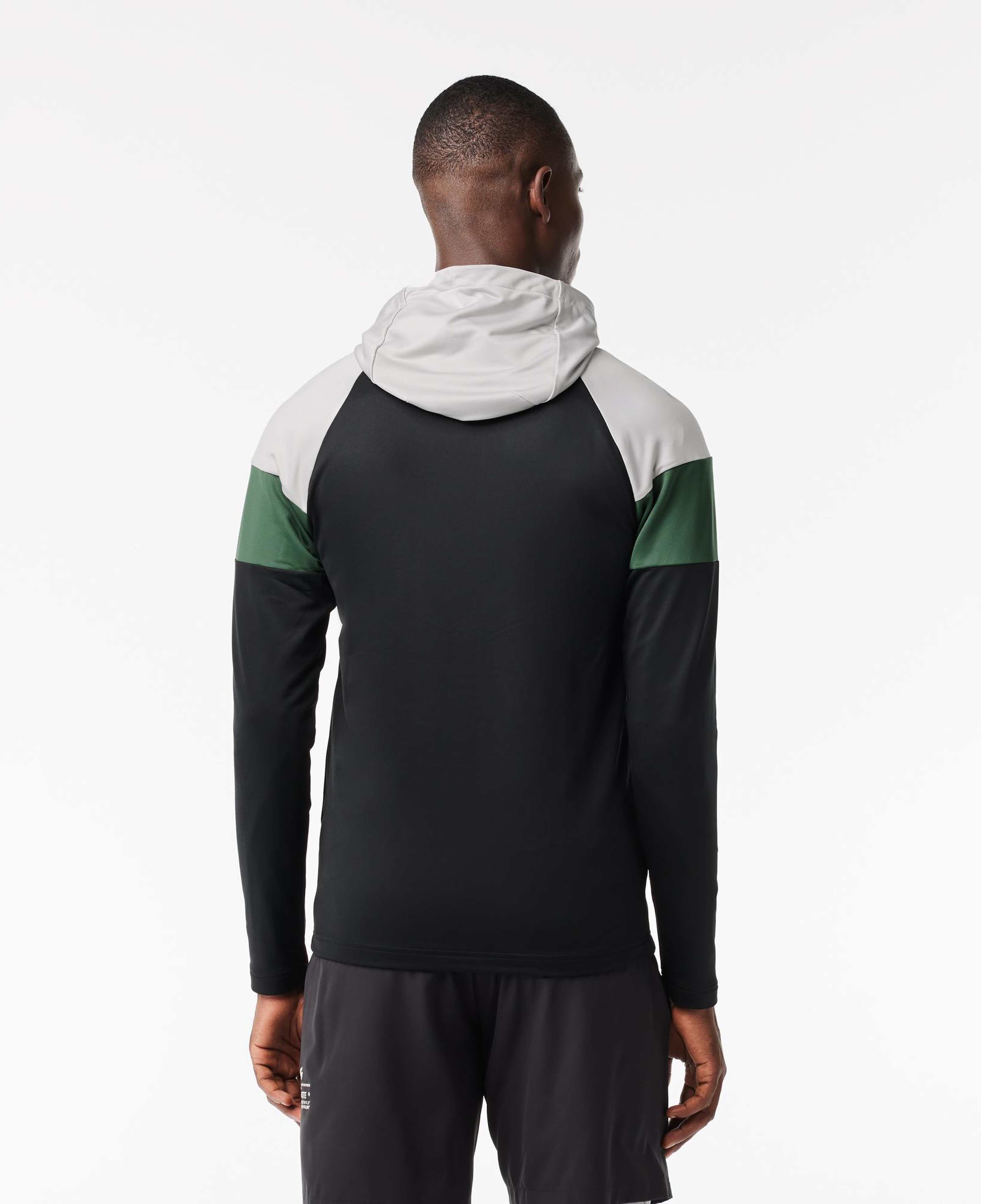 Active Erkek Kapüşonlu Renk Bloklu Siyah Sweatshirt