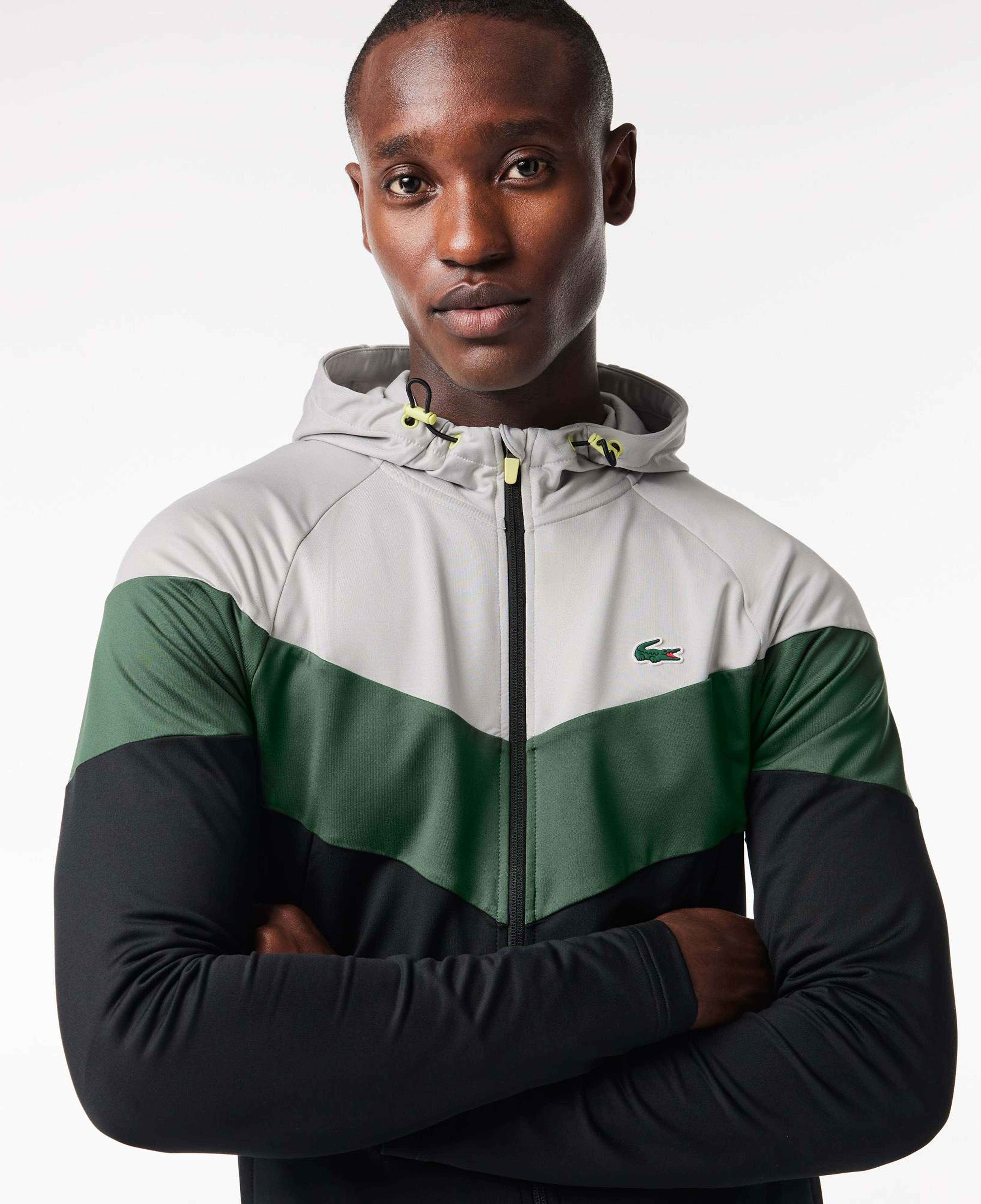 Active Erkek Kapüşonlu Renk Bloklu Siyah Sweatshirt