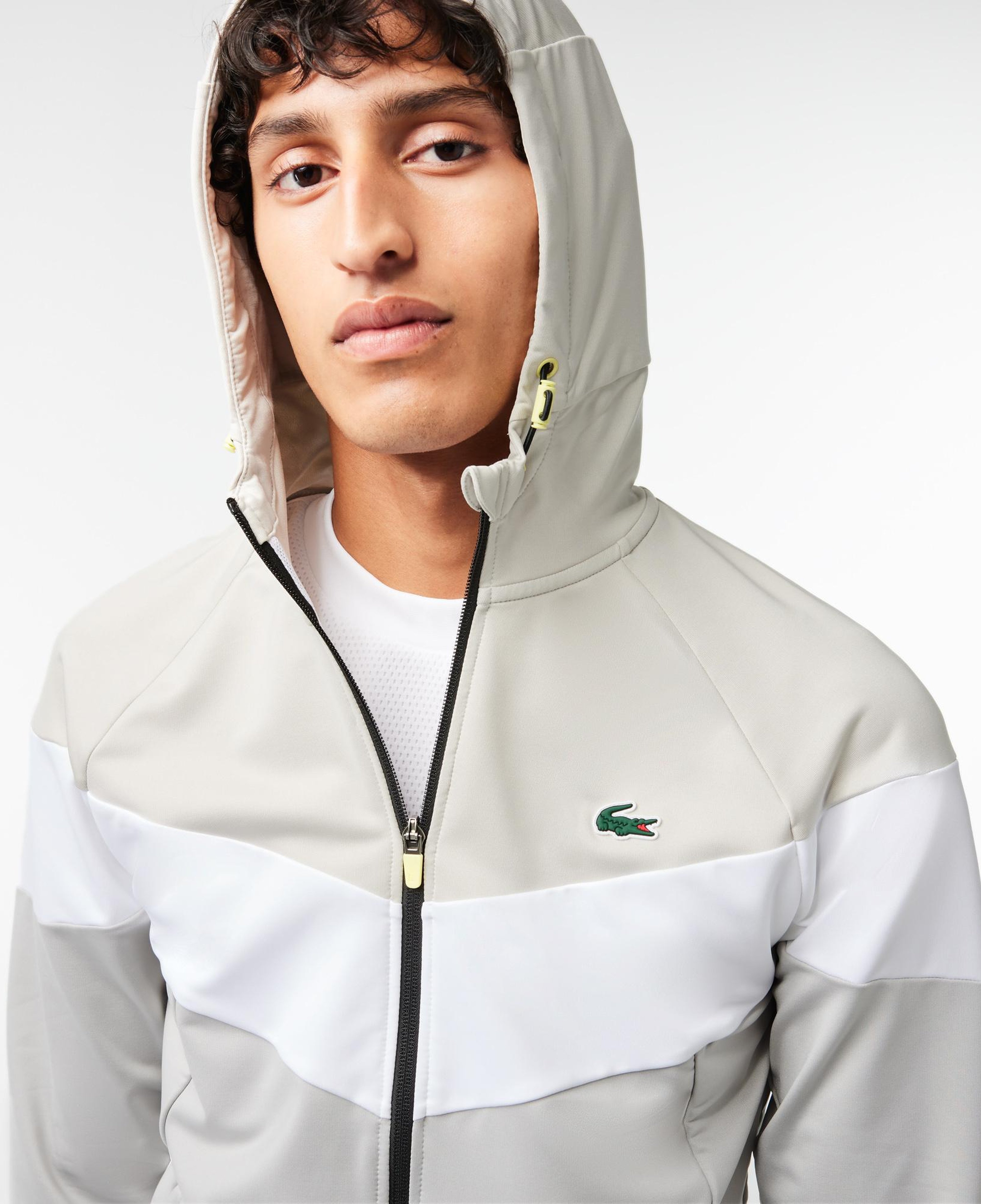 Active Erkek Kapüşonlu Renk Bloklu Gri Sweatshirt