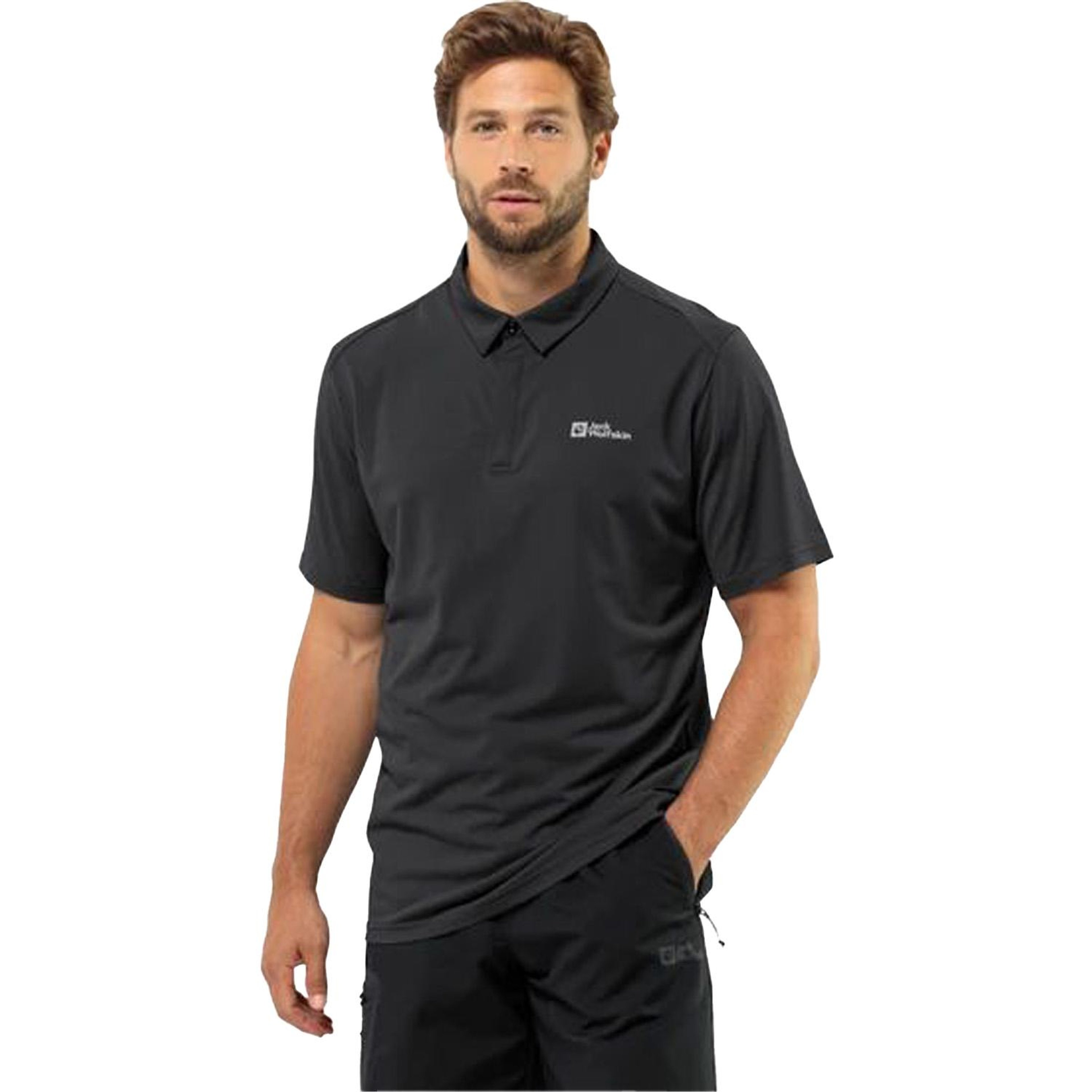 Jack Wolfskin Delgami Polo Erkek Siyah Polo Tişört