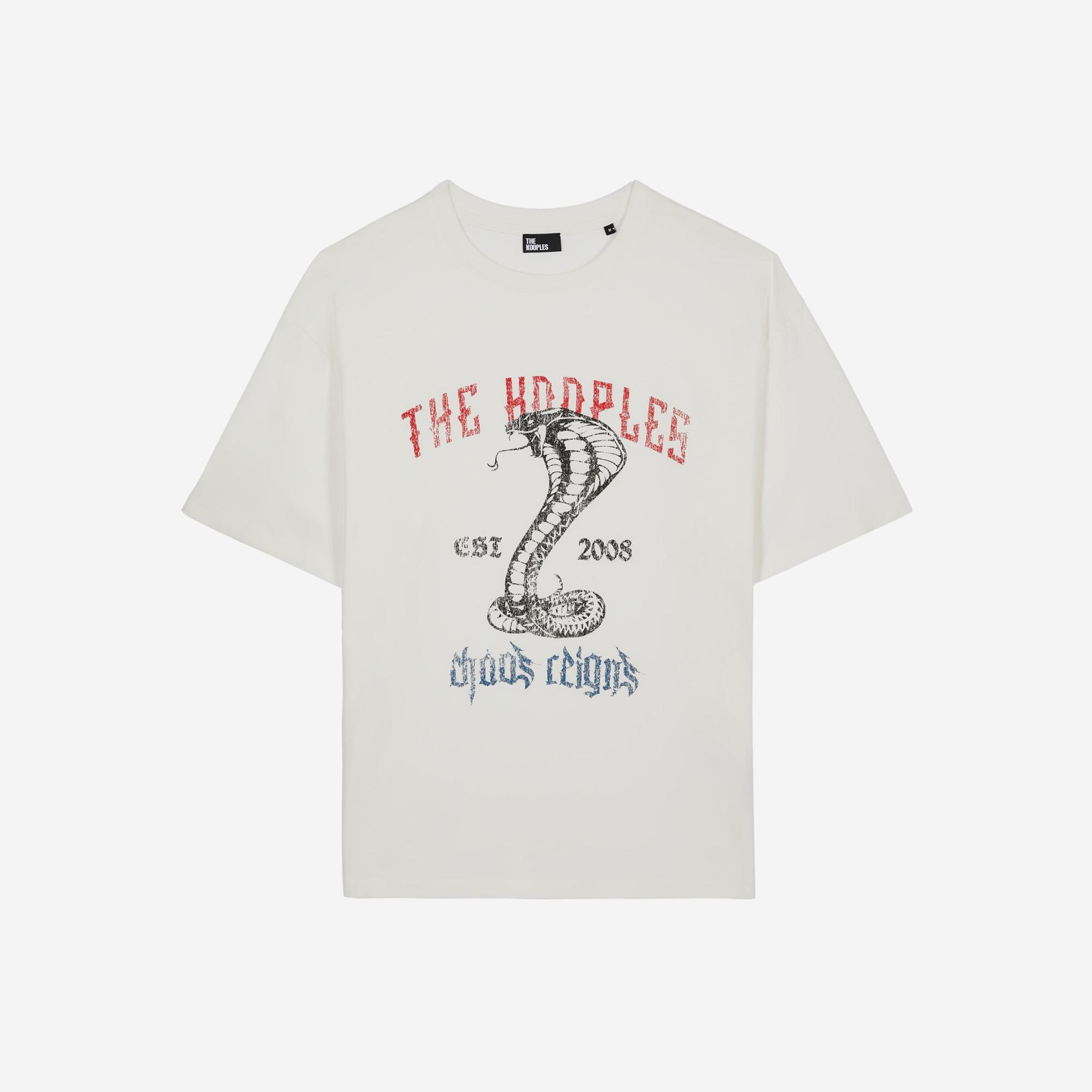 Erkek Baskılı Bisiklet Yaka Beyaz T-Shirt