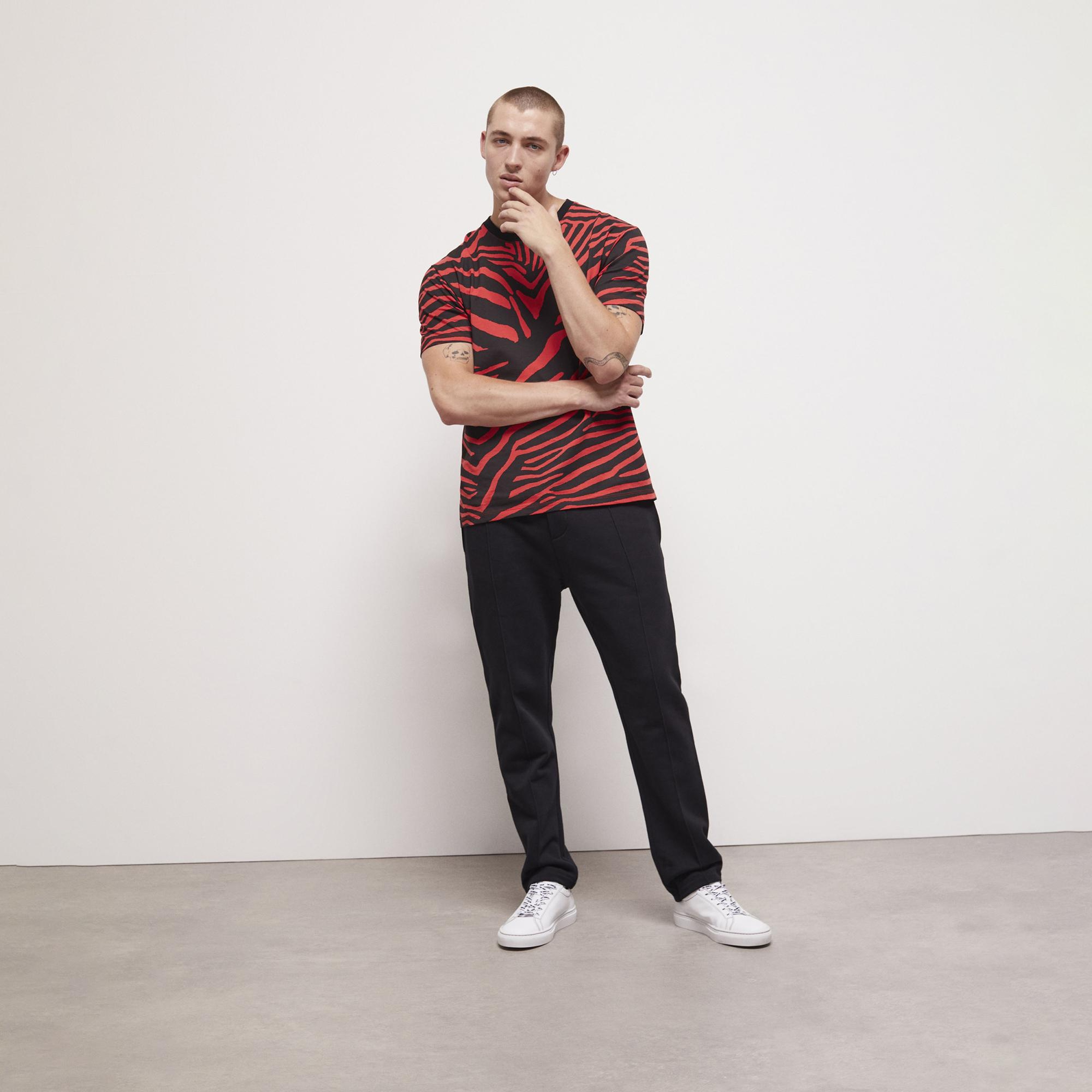 Erkek Zebra Desenli Kırmızı T-Shirt