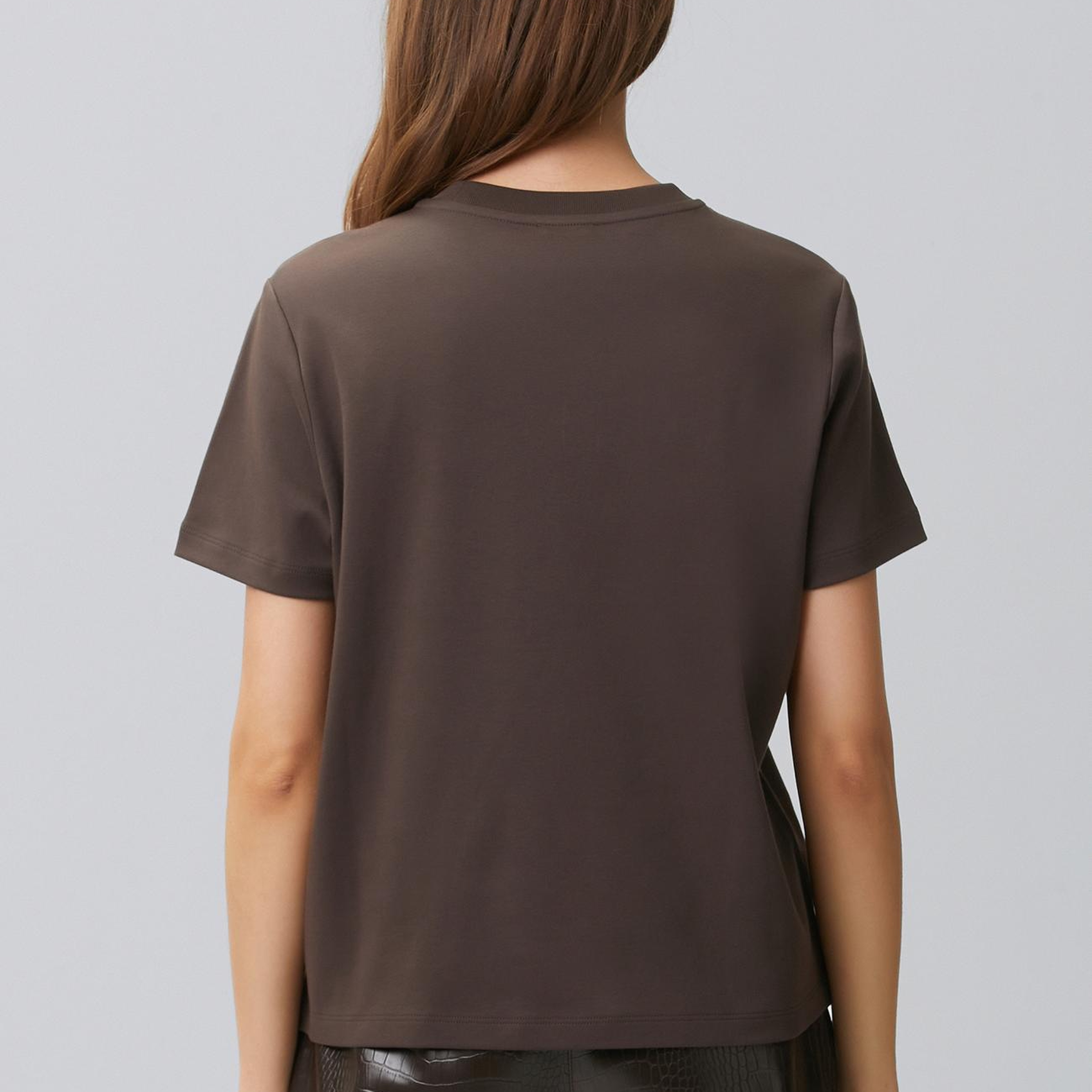Network Kadın Acı Kahve Cep Detaylı T-shirt