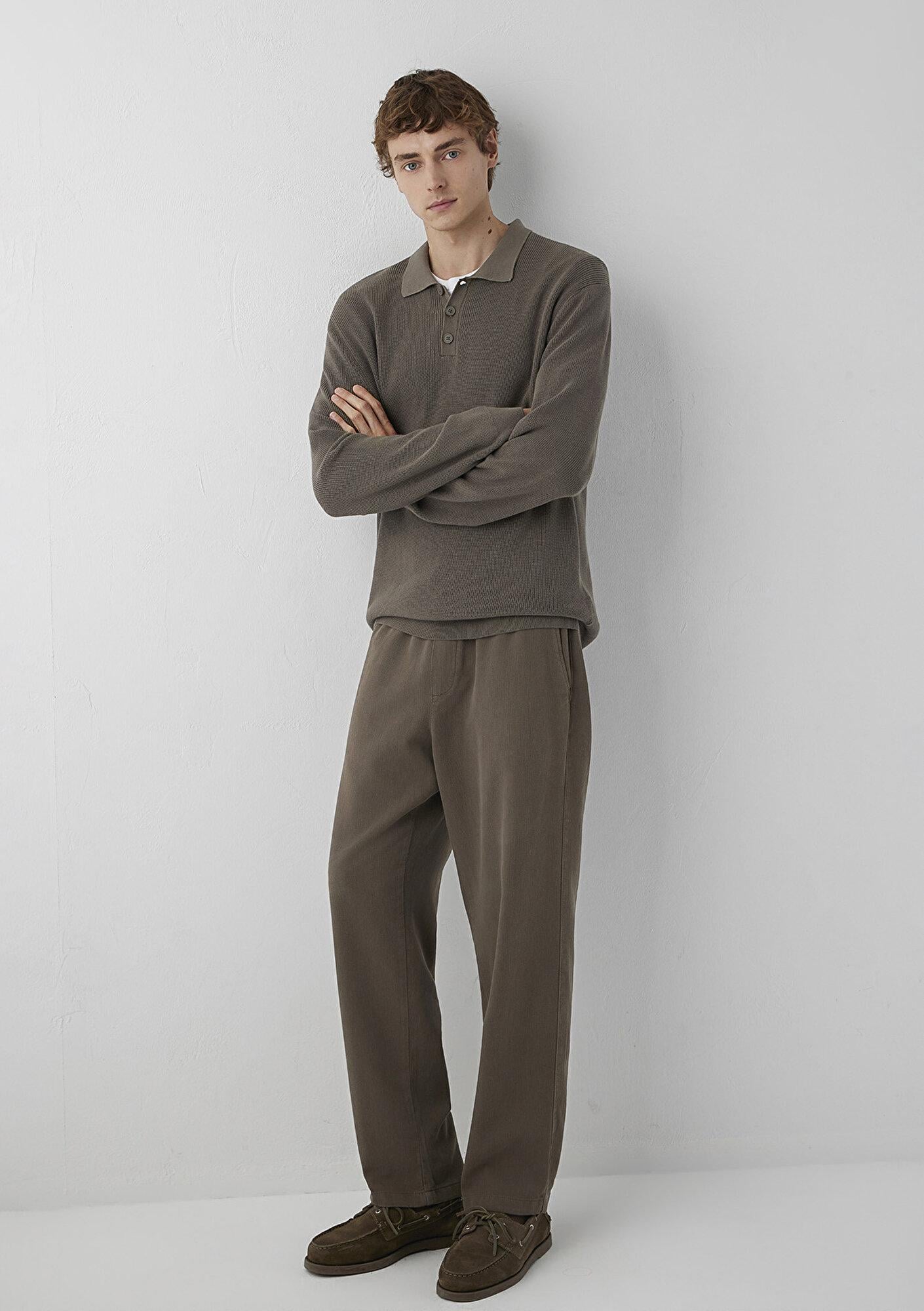 Mavi Keten (Tencel TM) Lyocell Karışımlı Kahverengi Jogger Pantolon 0010628-70376