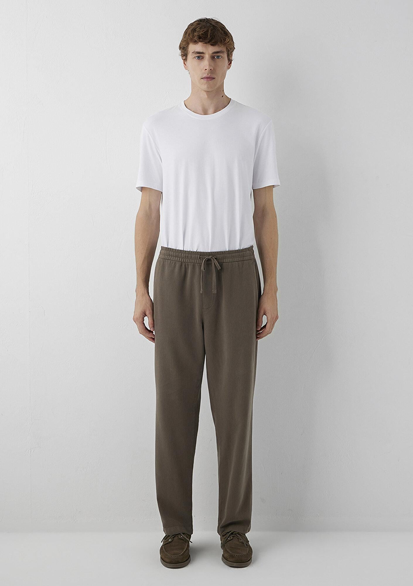 Mavi Keten (Tencel TM) Lyocell Karışımlı Kahverengi Jogger Pantolon 0010628-70376