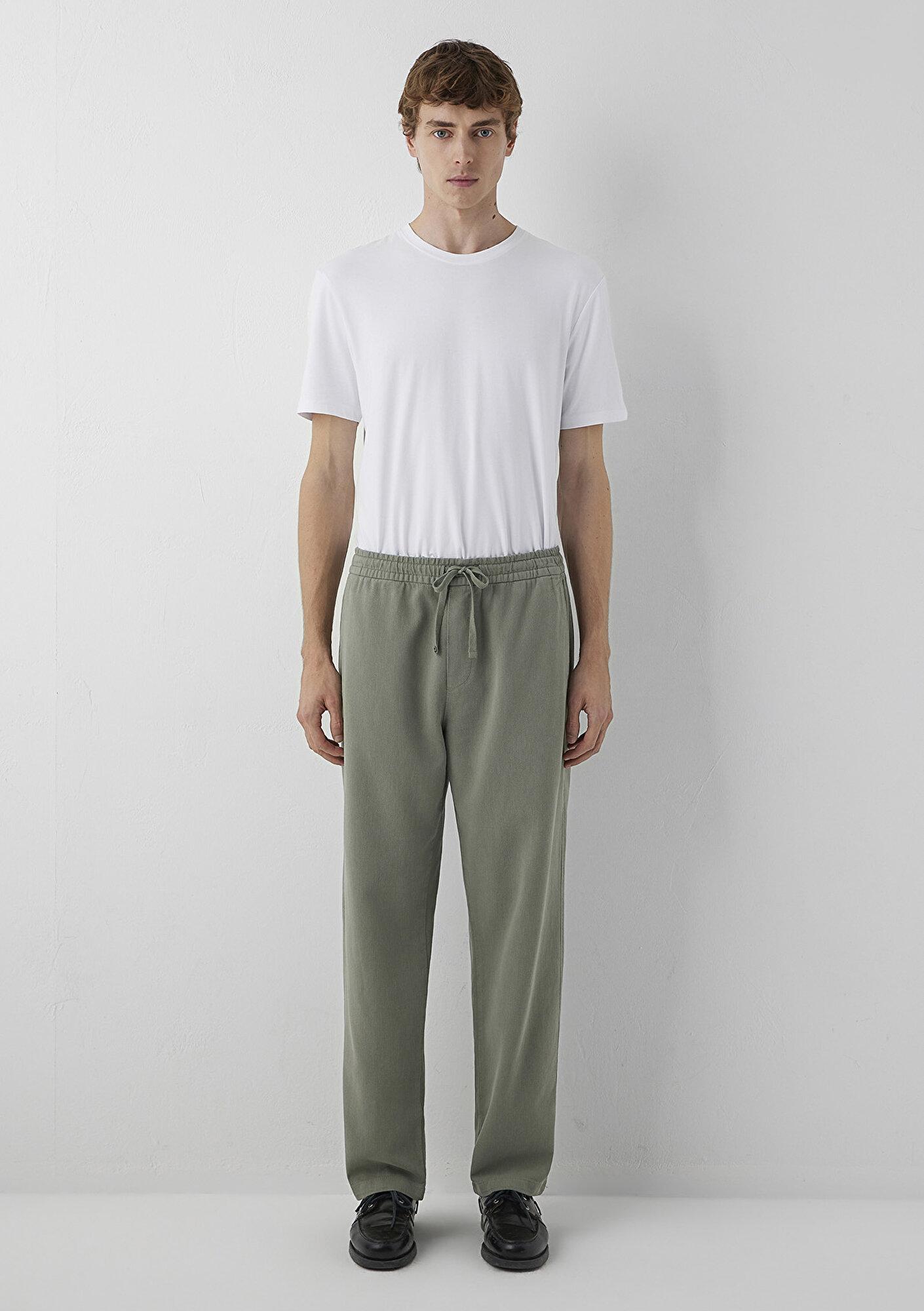 Mavi Keten (Tencel TM) Lyocell Karışımlı Haki Jogger Pantolon 0010628-80692