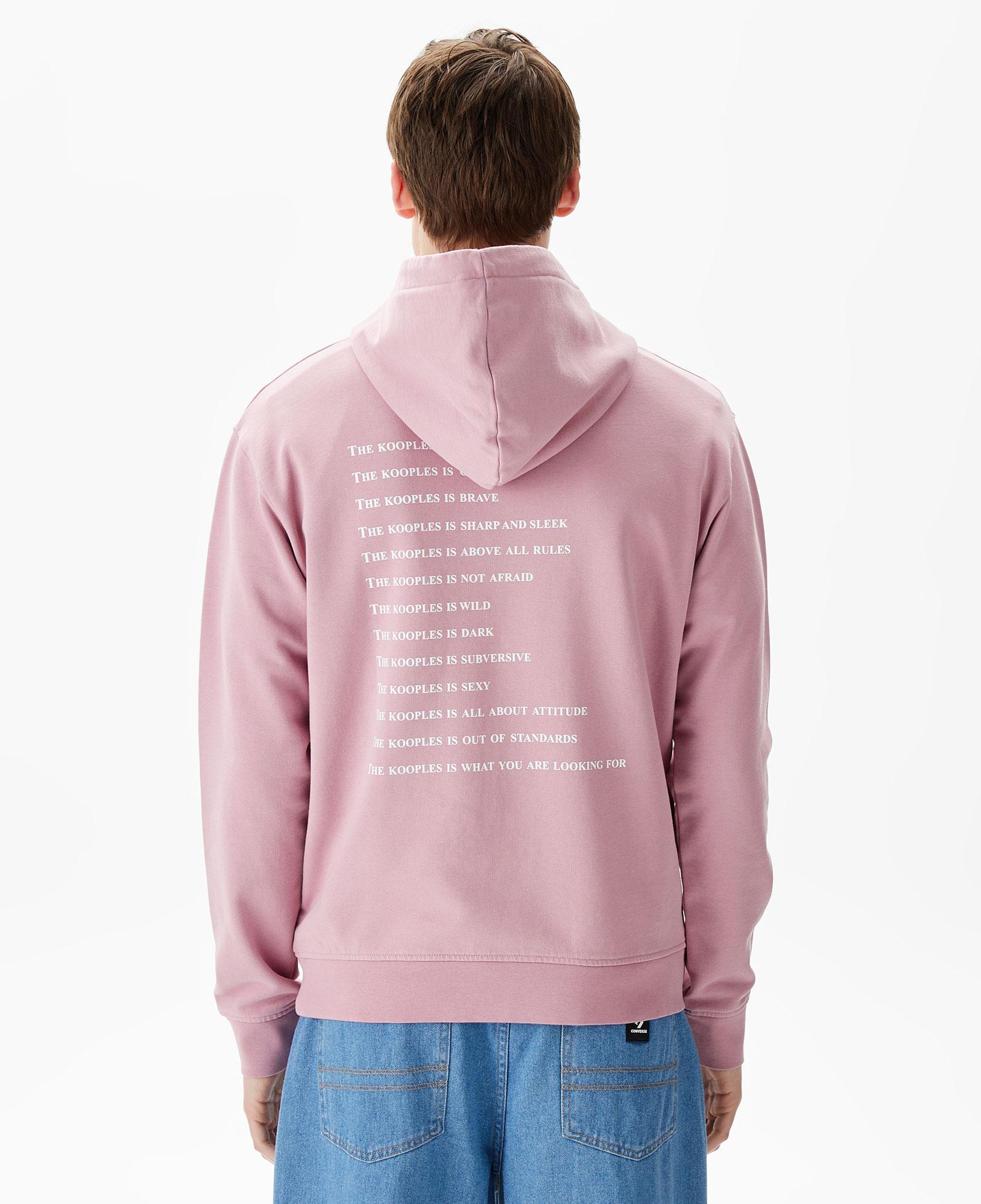 Erkek Baskılı Kapüşonlu Pembe Sweatshirt