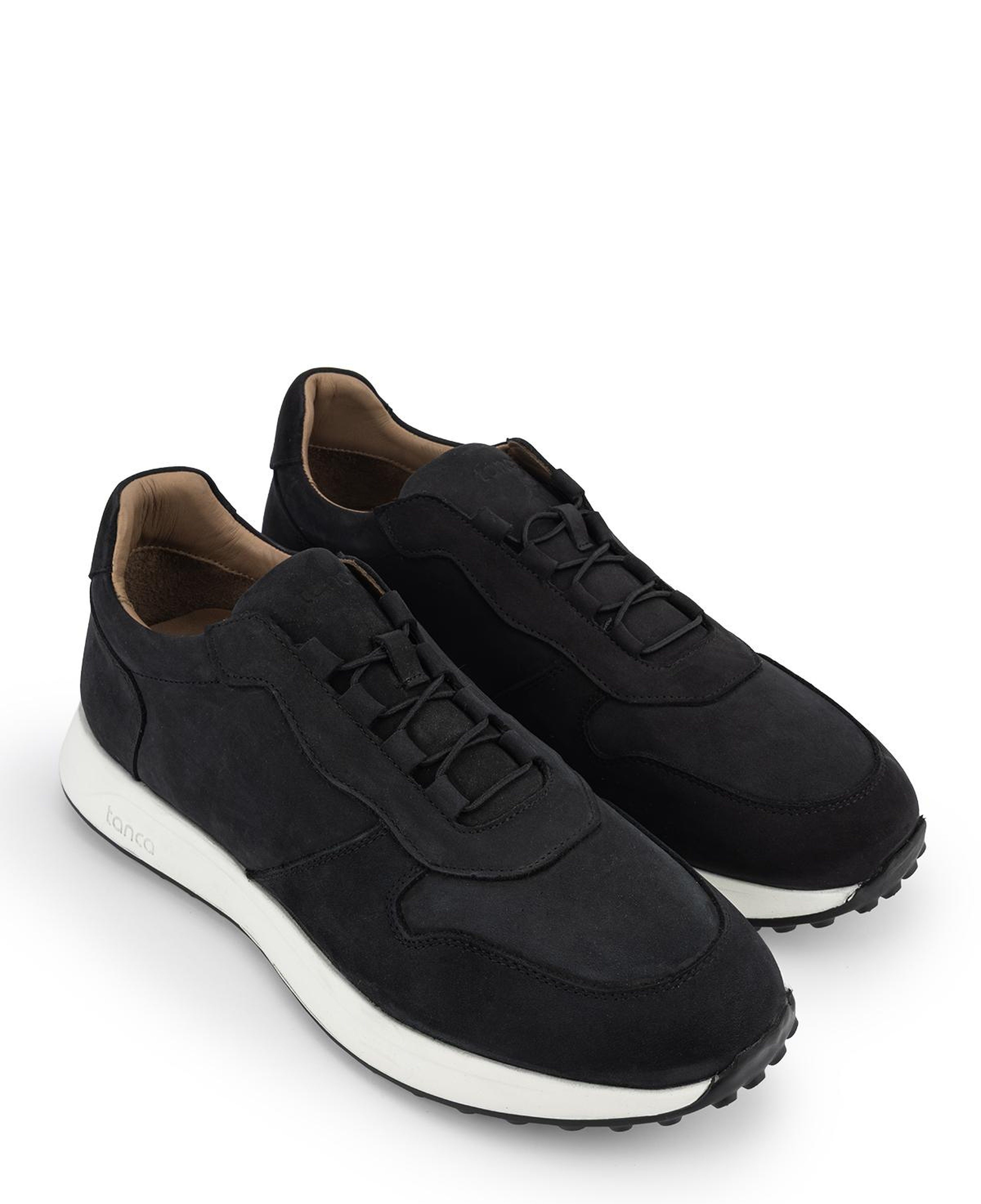 Tamer Tanca Erkek Hakiki Deri Siyah Nubuk Sneakers & Spor Ayakkabı