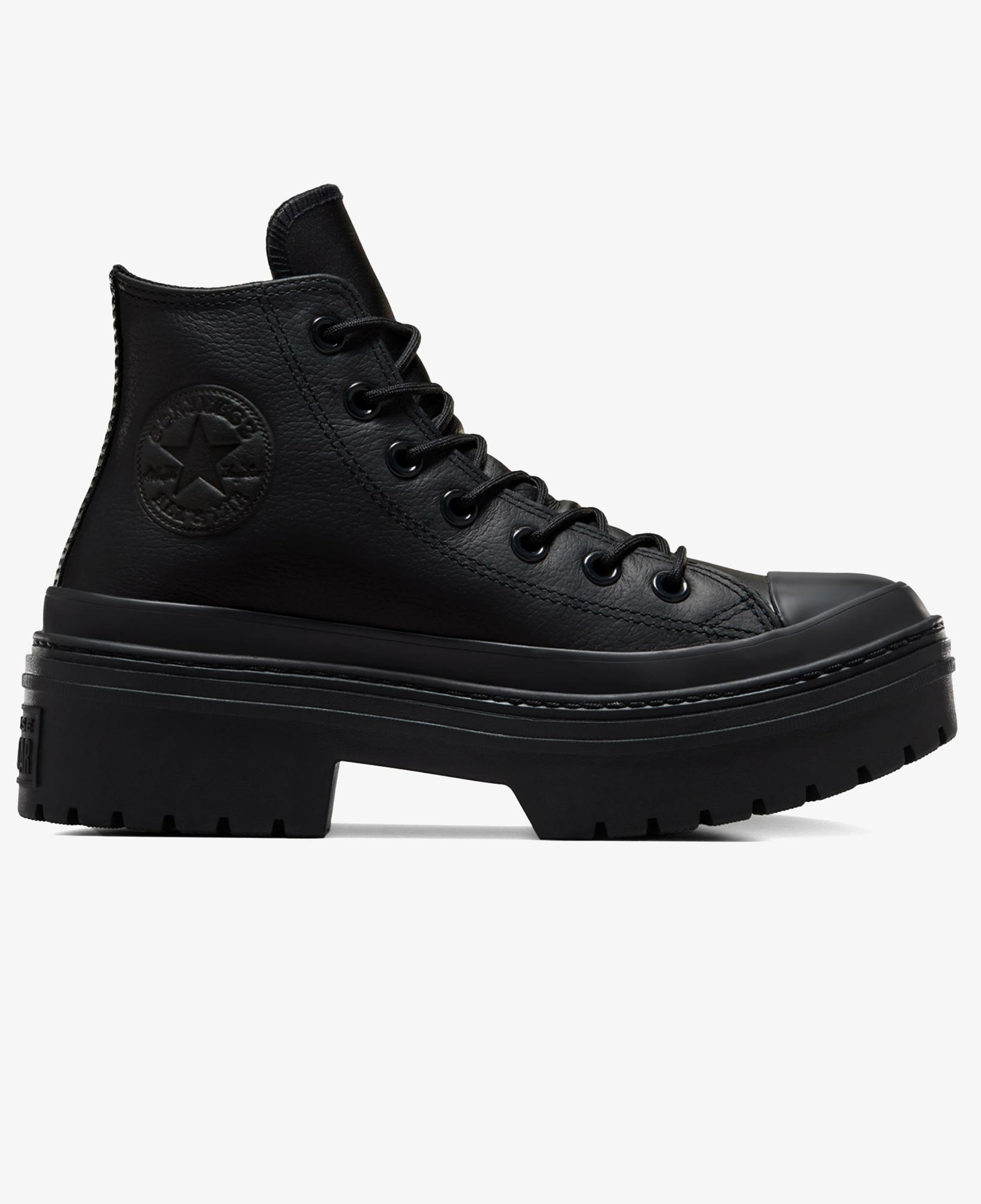 Converse Chuck Taylor All Star Lugged Heel Kadın Siyah Deri Platform Su Geçirmez Bot