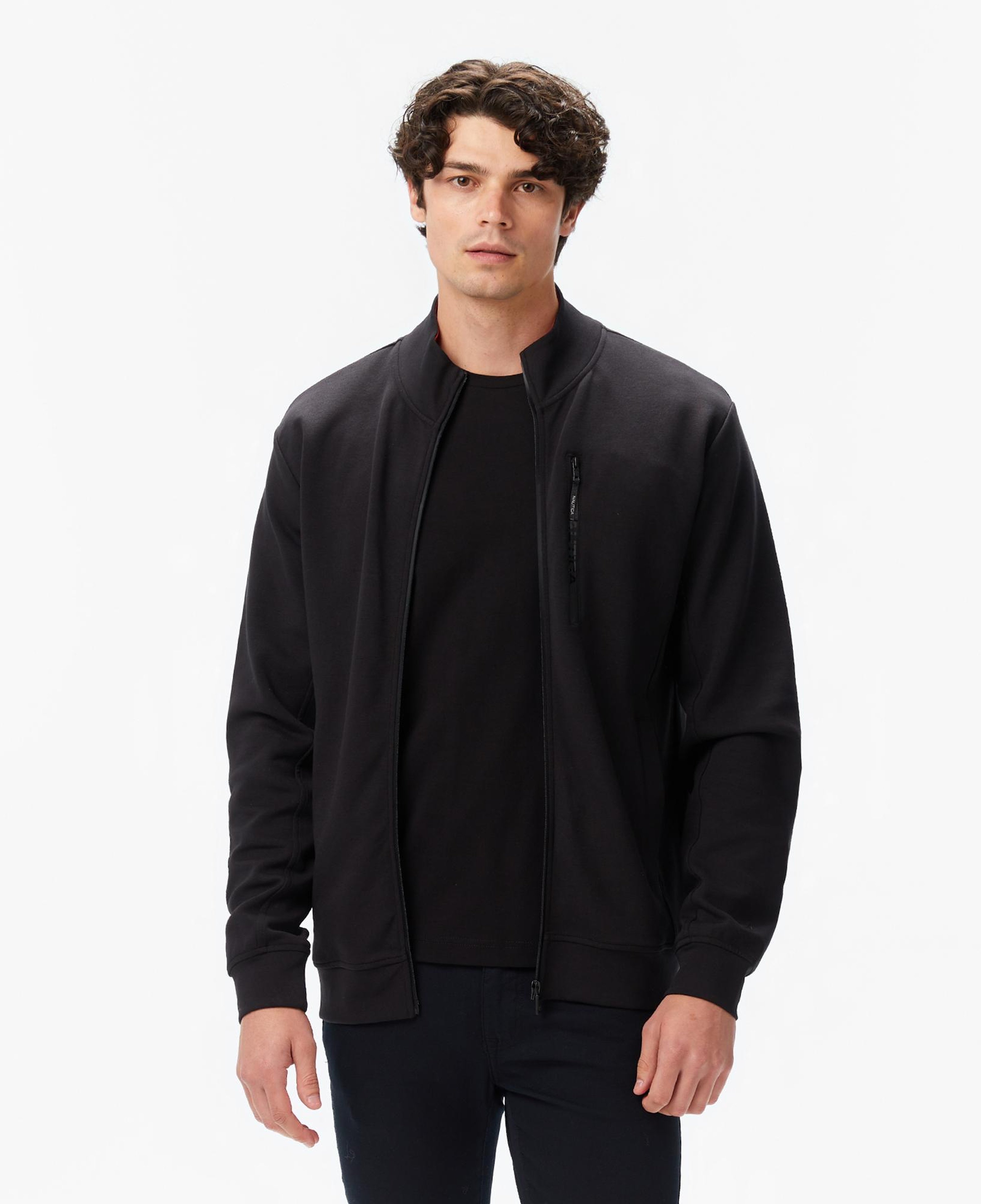 Nautica Erkek Siyah Classic Fit Fermuarlı Sweatshirt