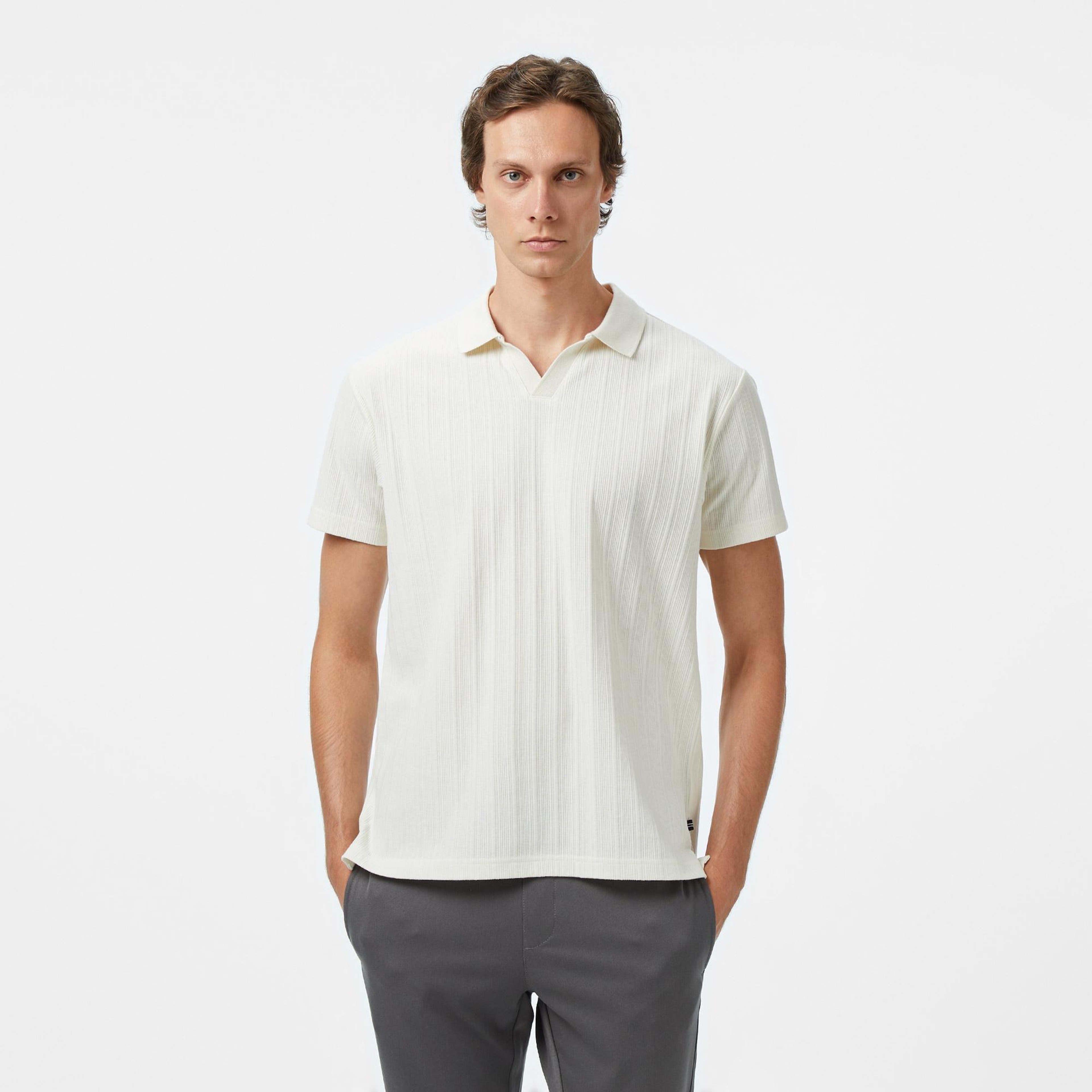 Nautica Erkek Krem Classic Fit Polo Yaka T-Shirt