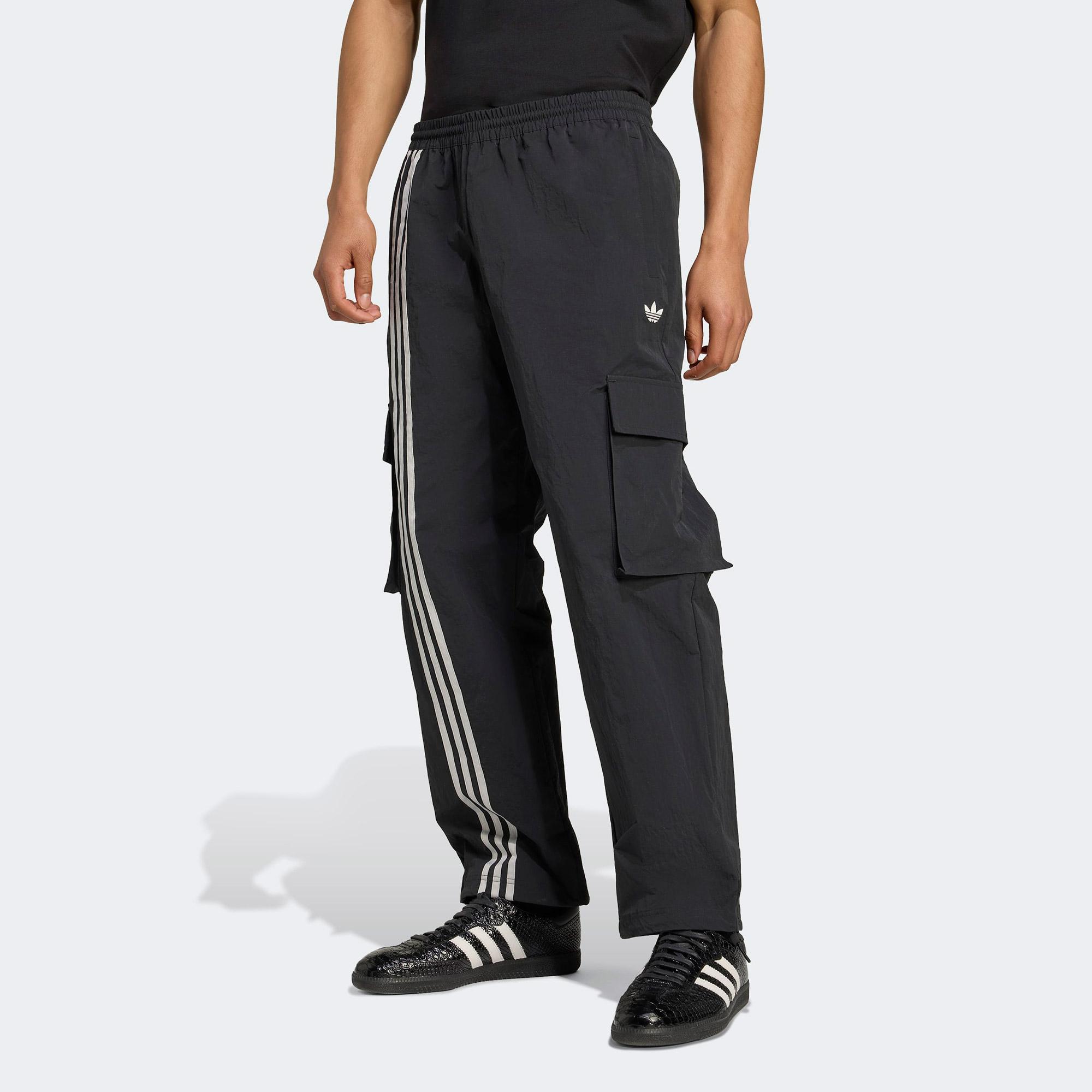 adidas Front Stripes Woven Kargo Erkek Siyah Eşofman Altı