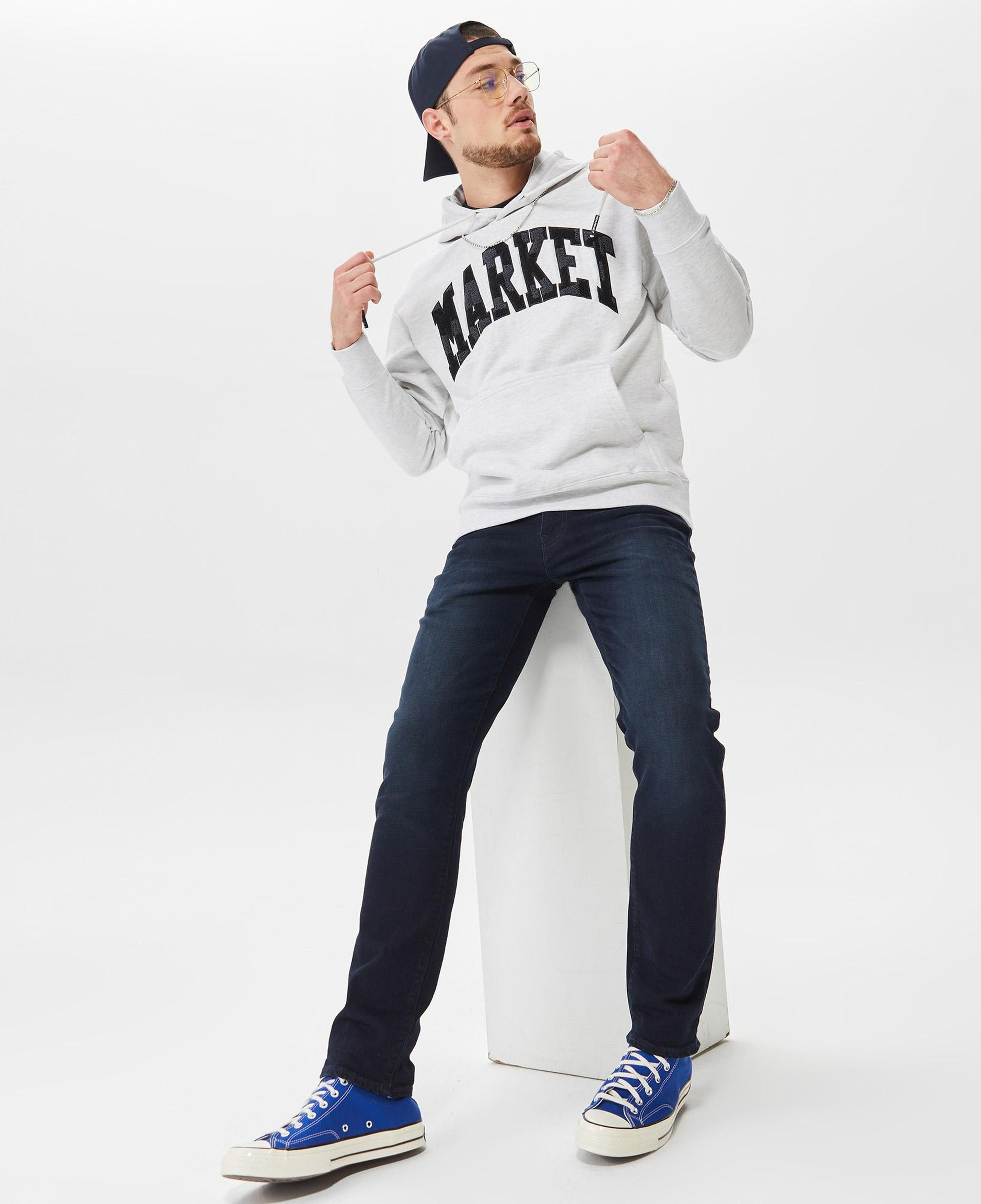 Market Chess Club Applique Fleece Erkek Beyaz Hoodie