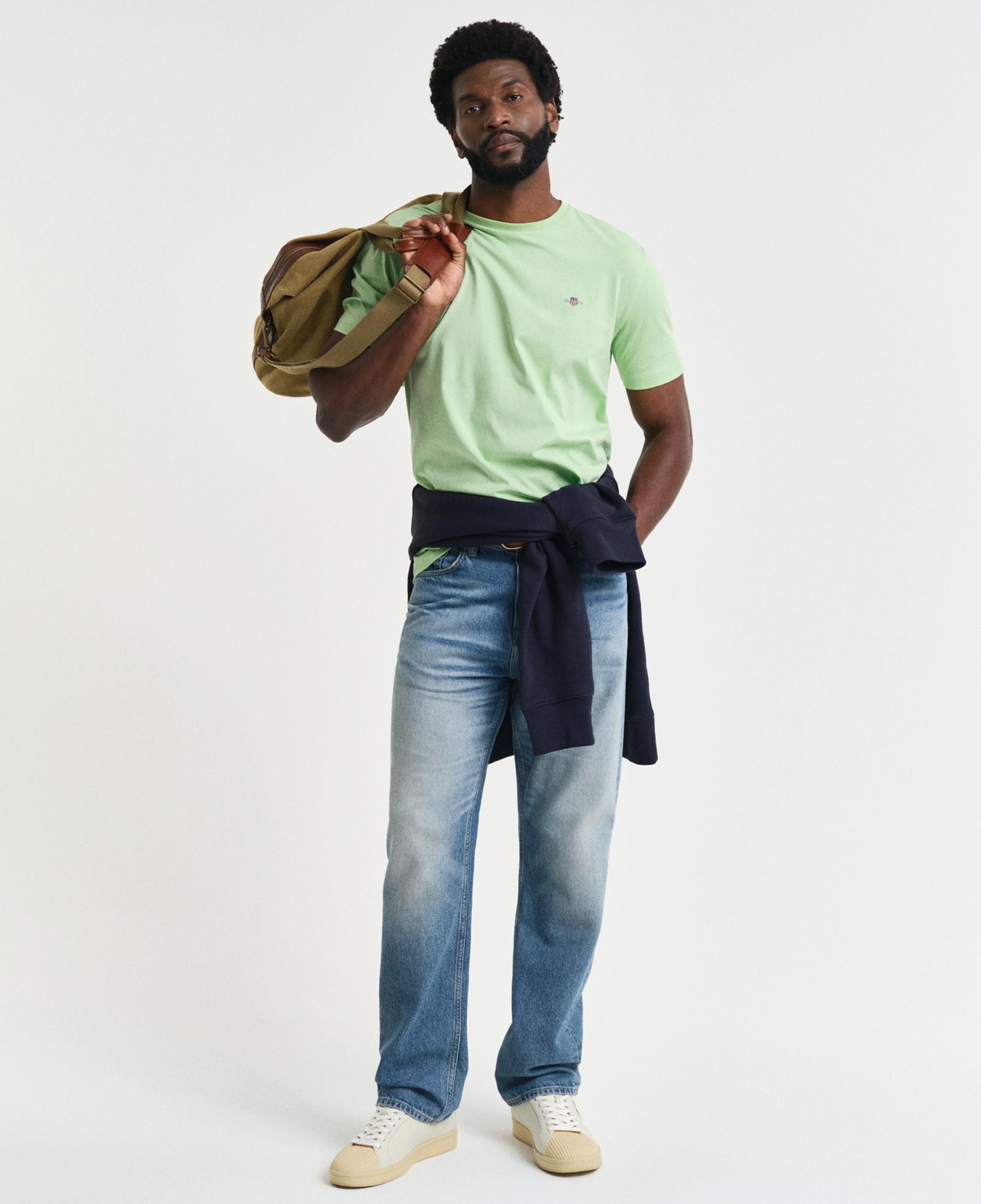 GANT Erkek Yeşil Regular Fit Bisiklet Yaka T-Shirt