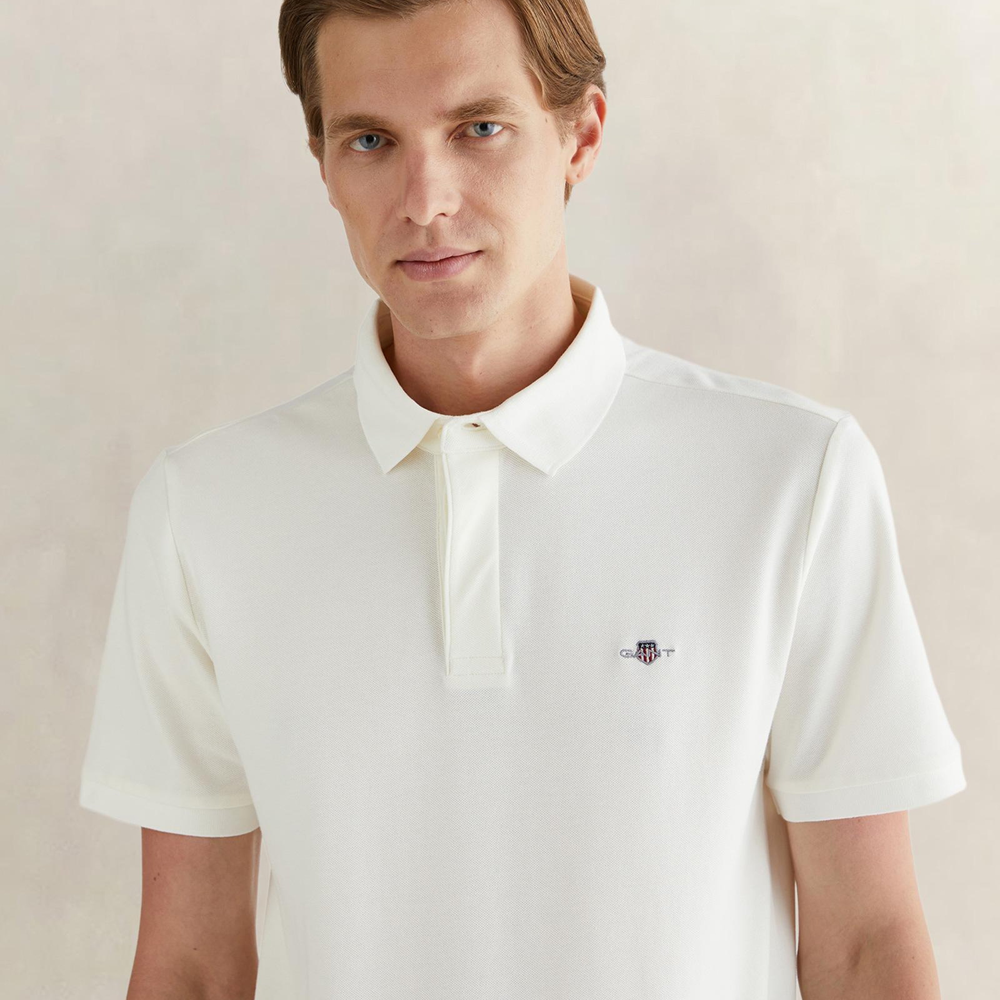 GANT Erkek Beyaz Regular Fit Logolu Polo Yaka T-Shirt
