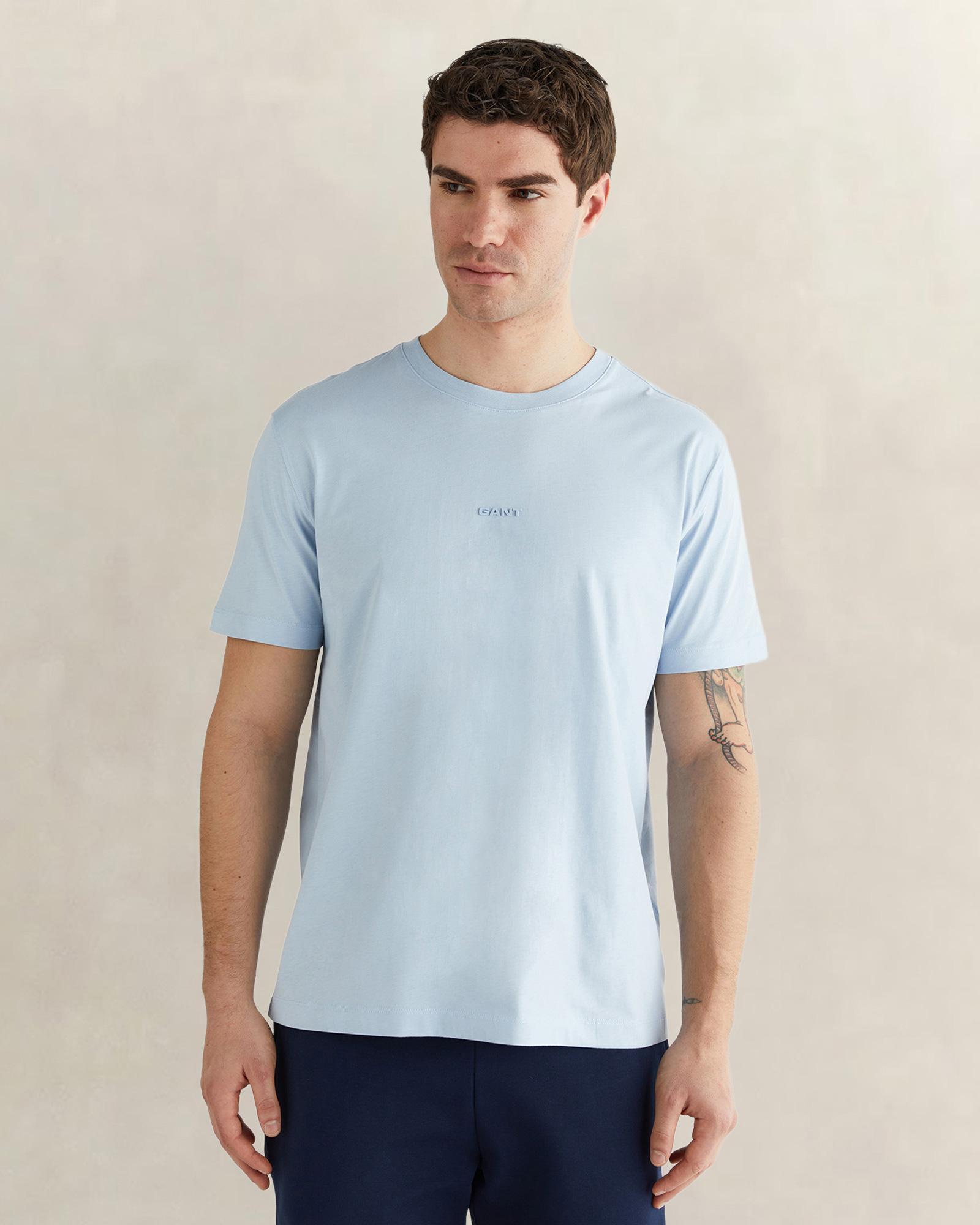 GANT Erkek Mavi Kısa Kollu T-Shirt