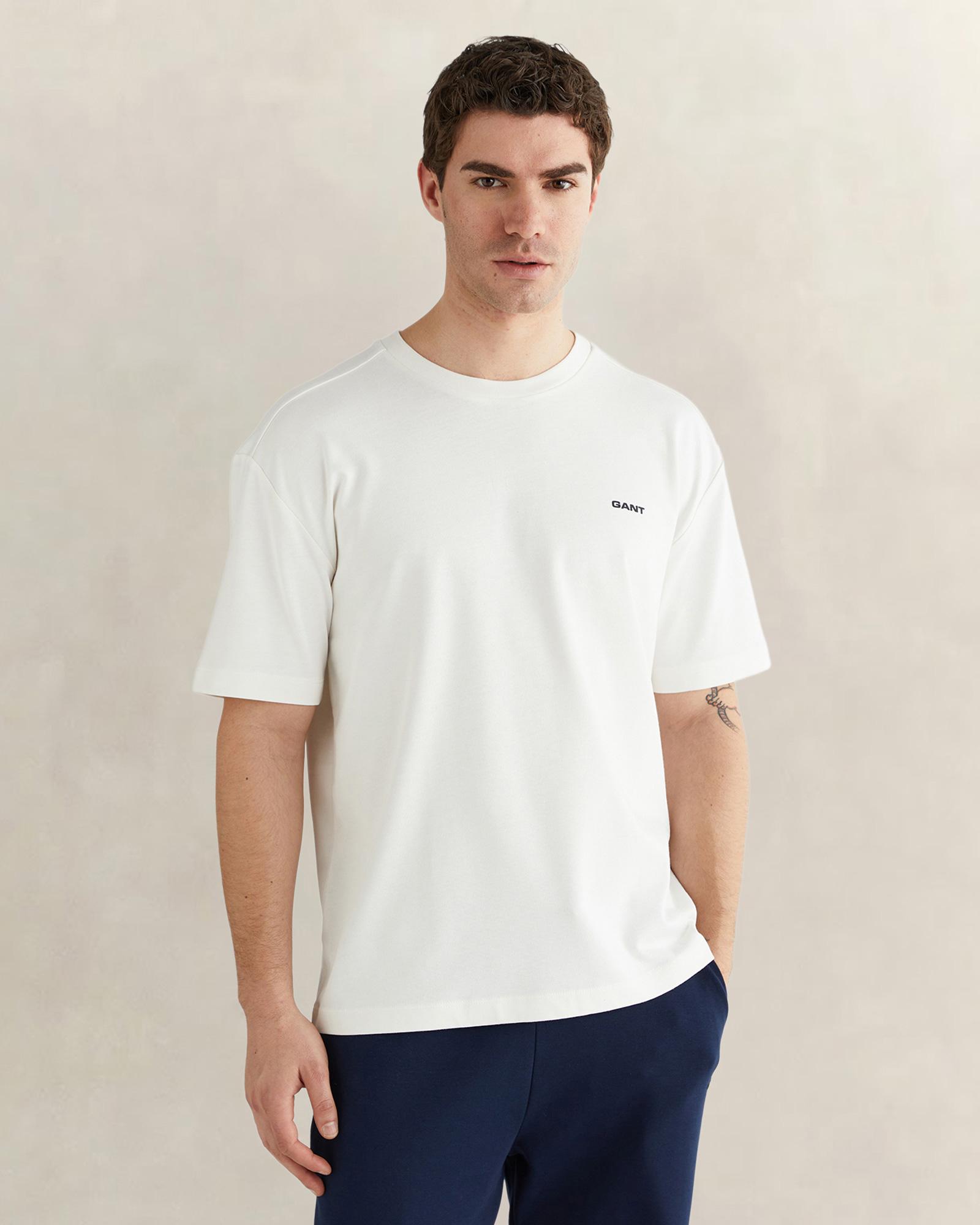 GANT Erkek Beyaz Kısa Kollu T-Shirt