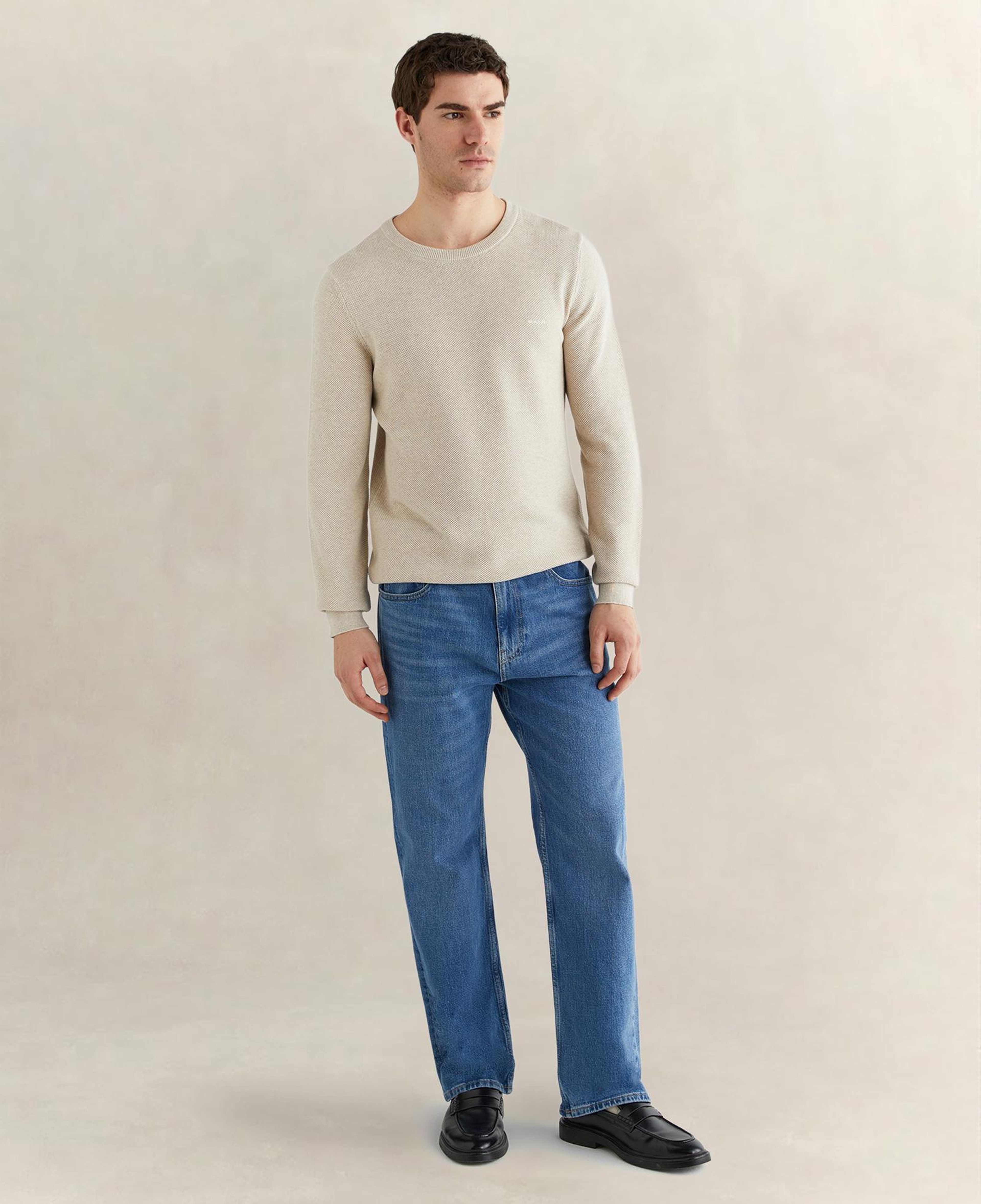 GANT Erkek Bej Regular Fit Bisiklet Yaka Triko