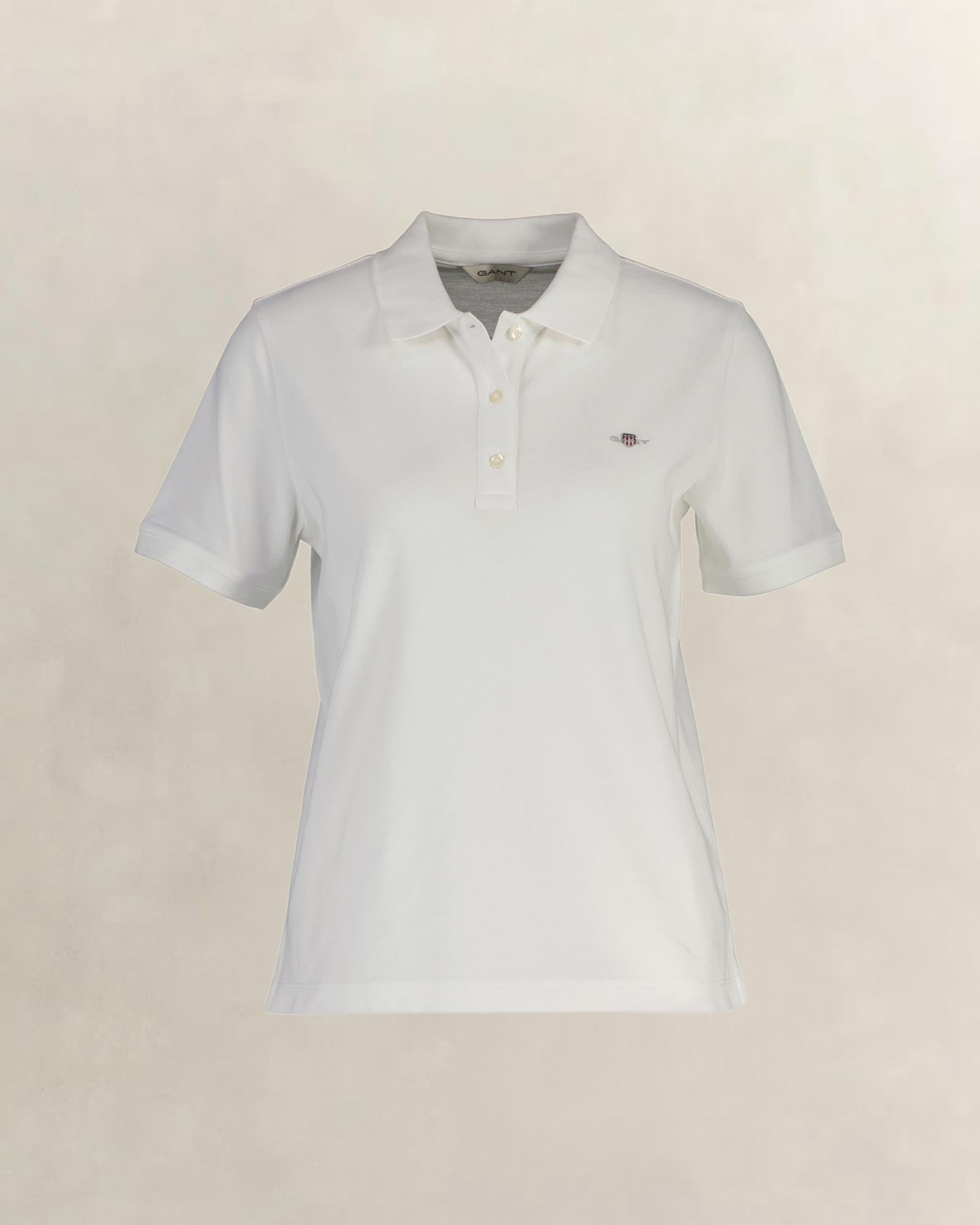 GANT Kadın Beyaz Regular Fit Logolu Polo Yaka T-Shirt