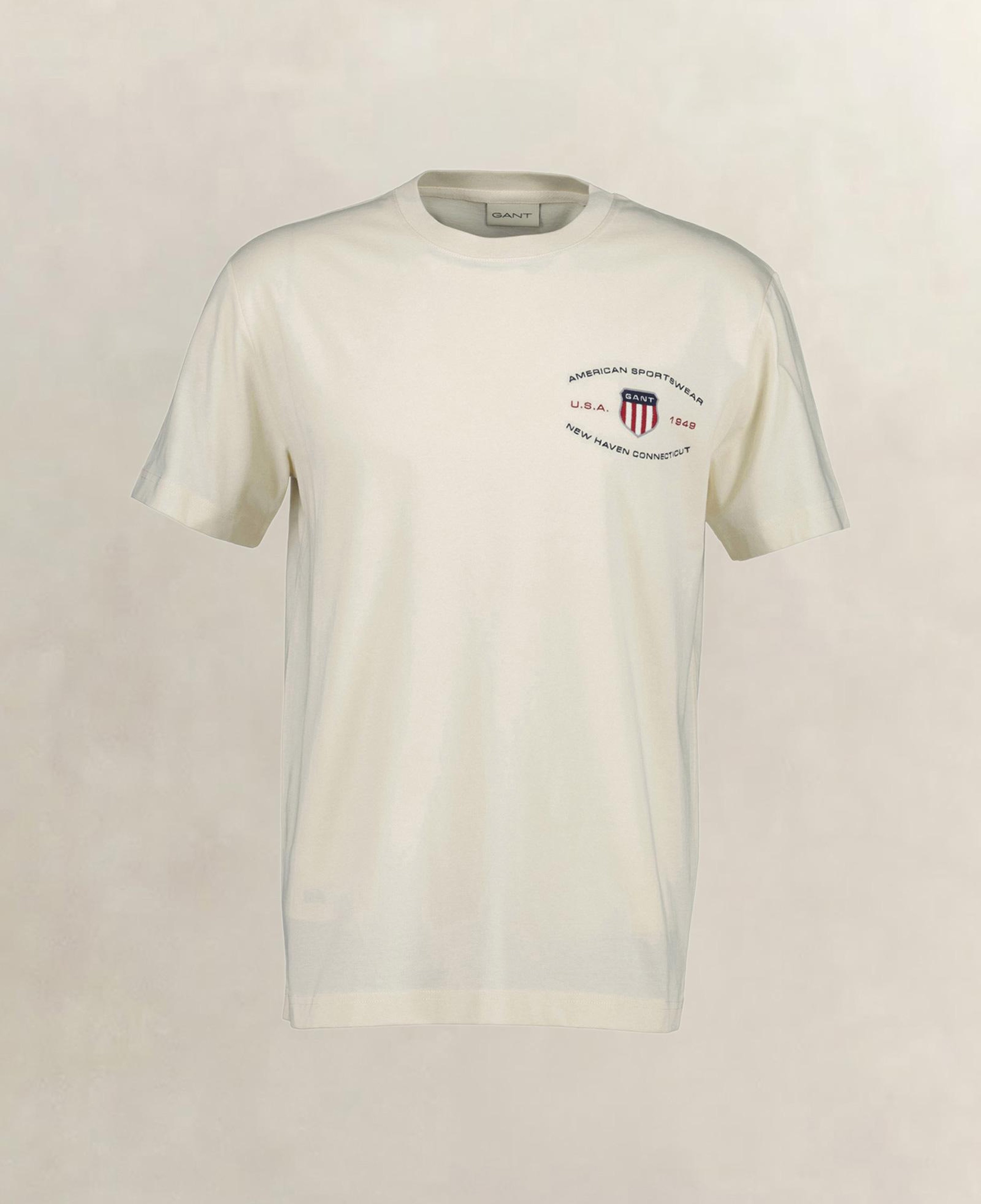 GANT Erkek Krem Bisiklet Yaka Regular Fit Logolu T-Shirt