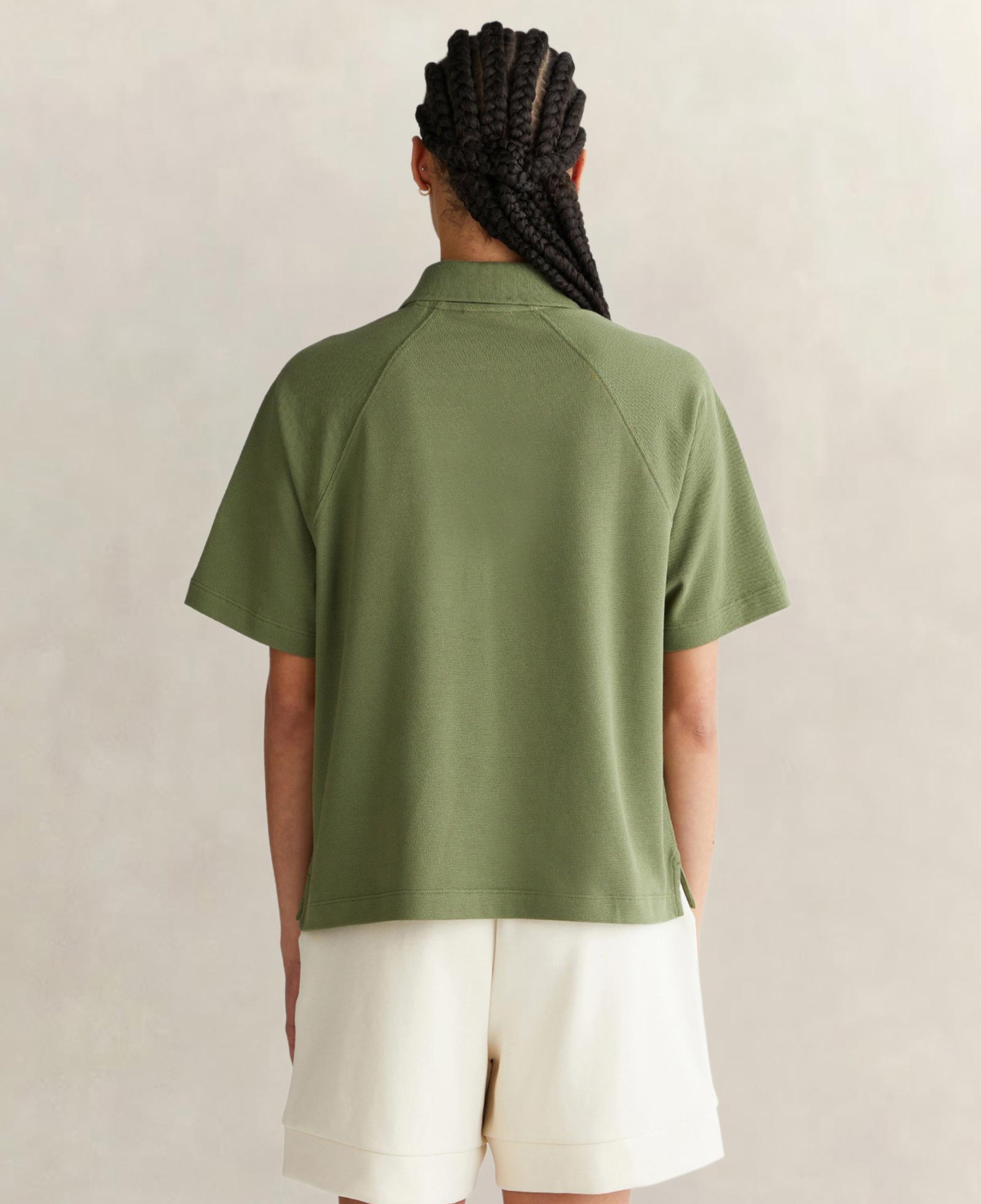 GANT Kadın Yeşil Regular Fit Yarım Fermuarlı Polo Yaka T-Shirt