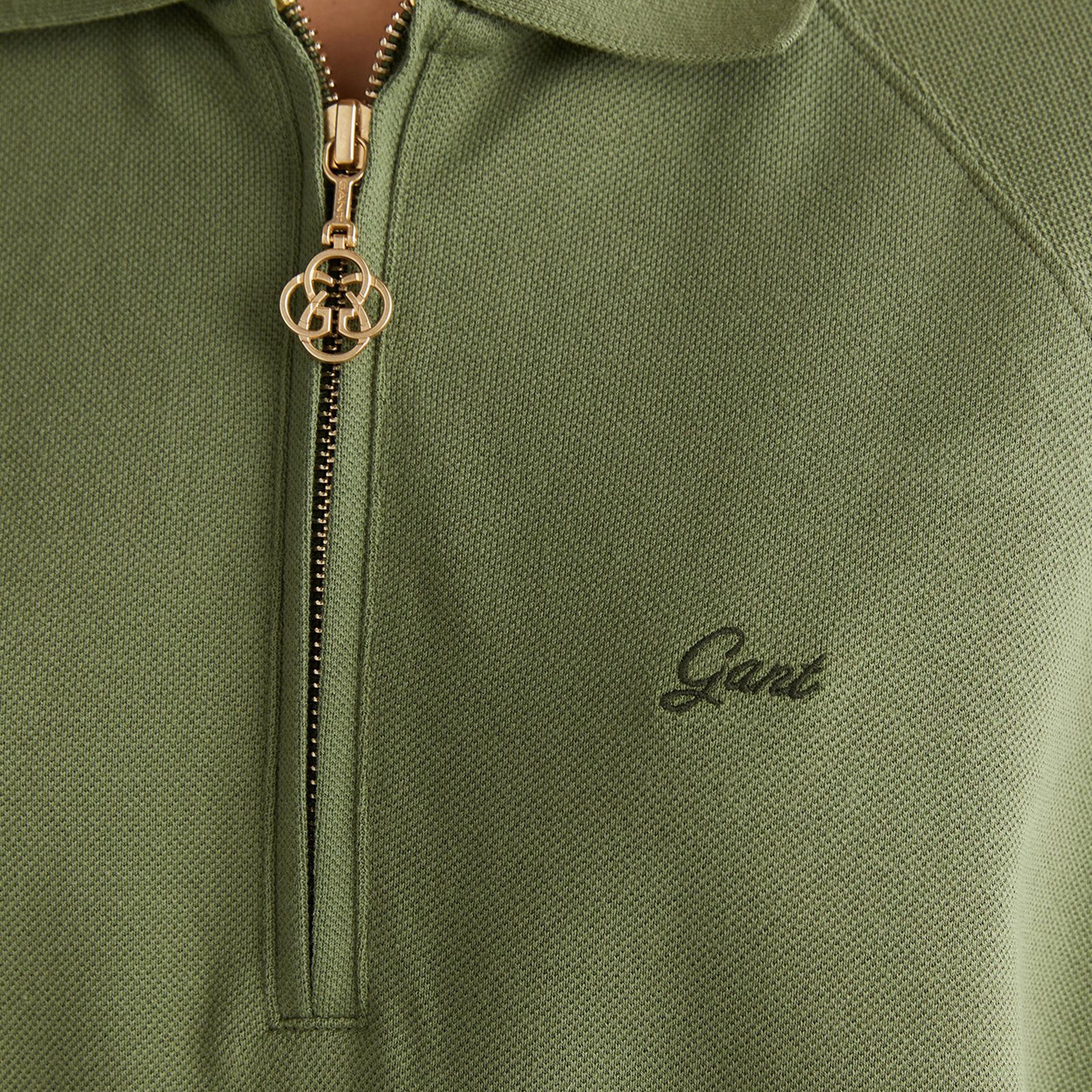 GANT Kadın Yeşil Regular Fit Yarım Fermuarlı Polo Yaka T-Shirt