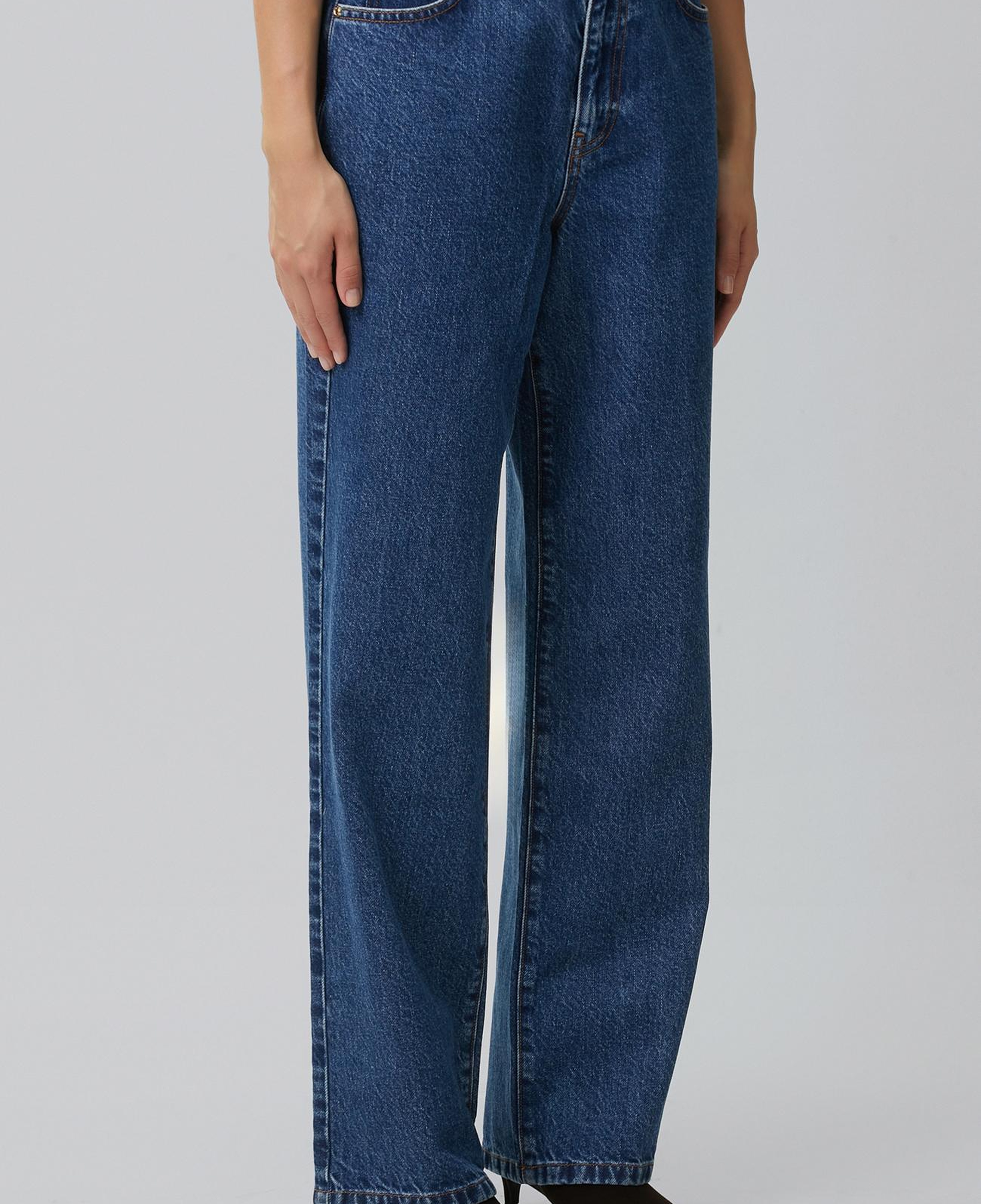 Network Kadın İndigo Wide Straight Denim Pantolon