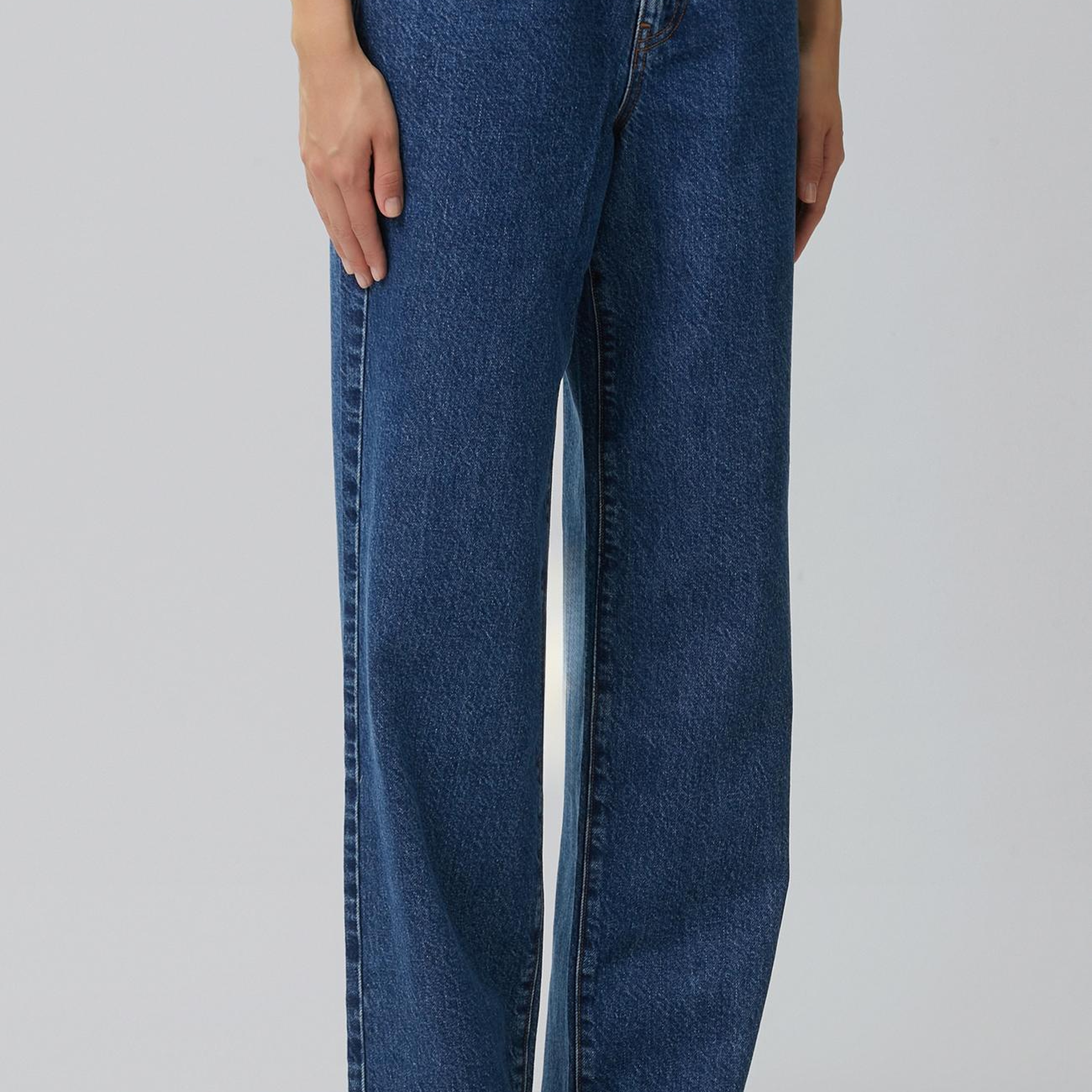 Network Kadın İndigo Wide Straight Denim Pantolon