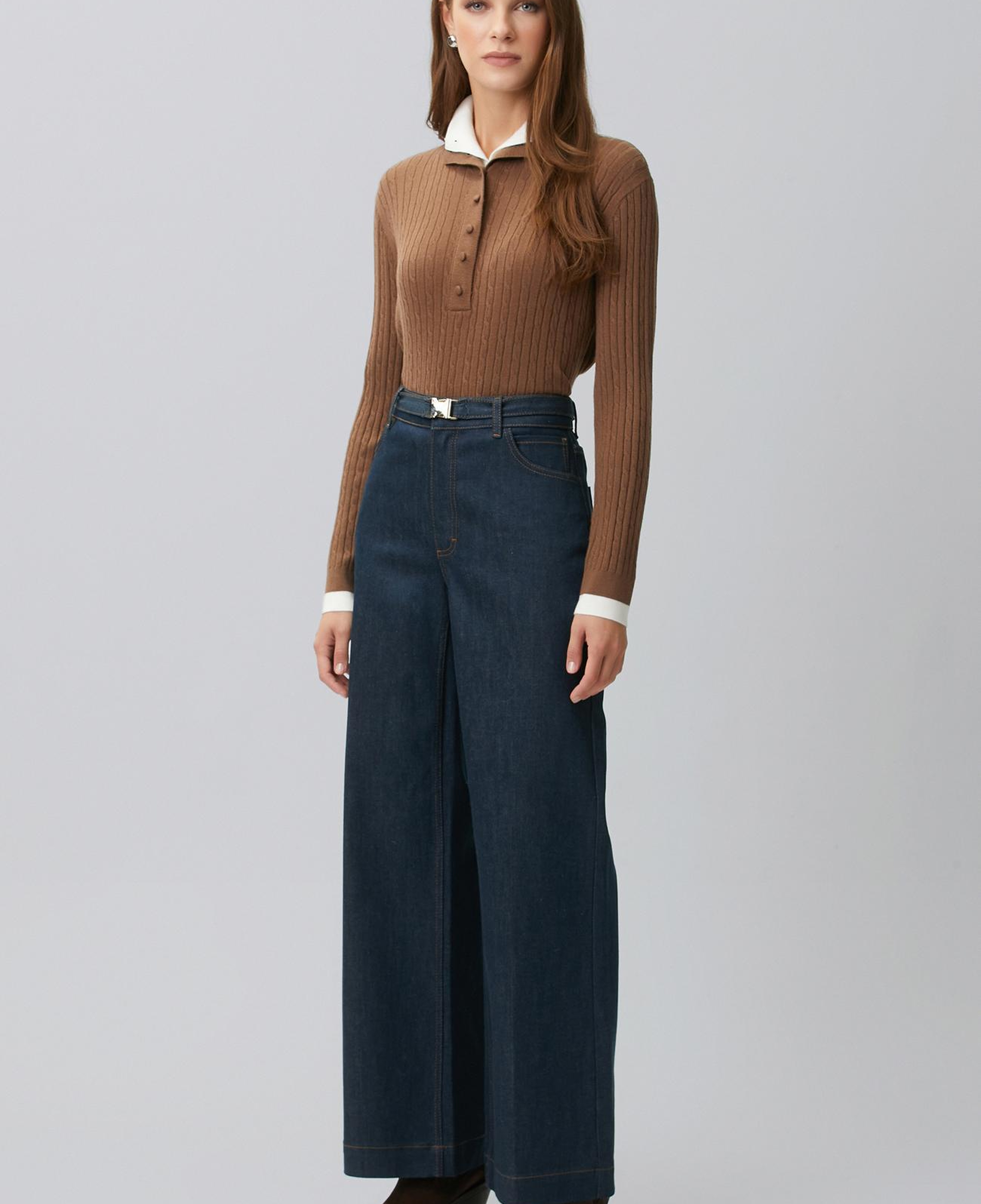 Network Kadın Indigo Mavi Bel Toka Detaylı Denim Pantolon