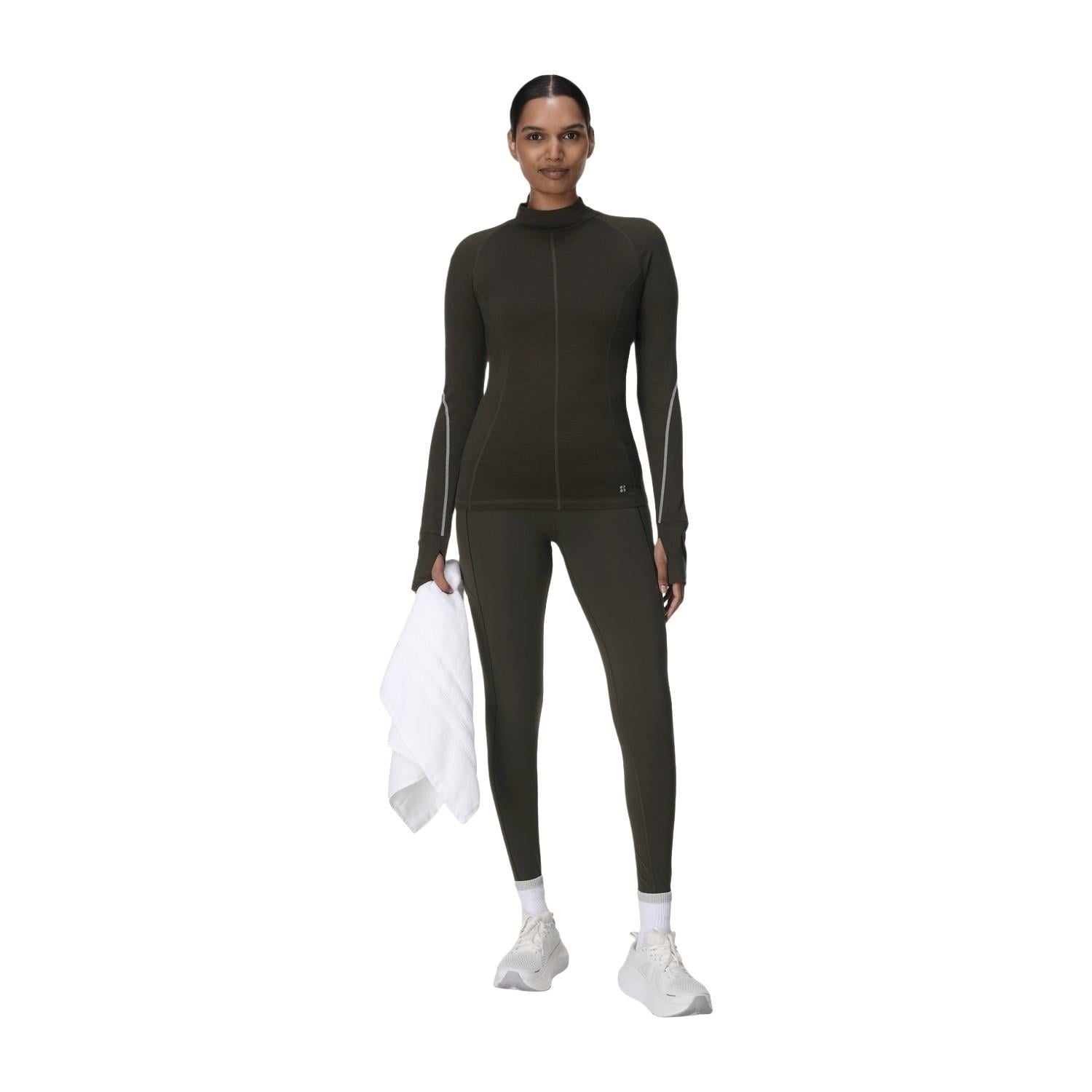 Sweaty Betty Infinity Merino Long Sleeve Ru Kadın Yeşil Koşu Tank Top