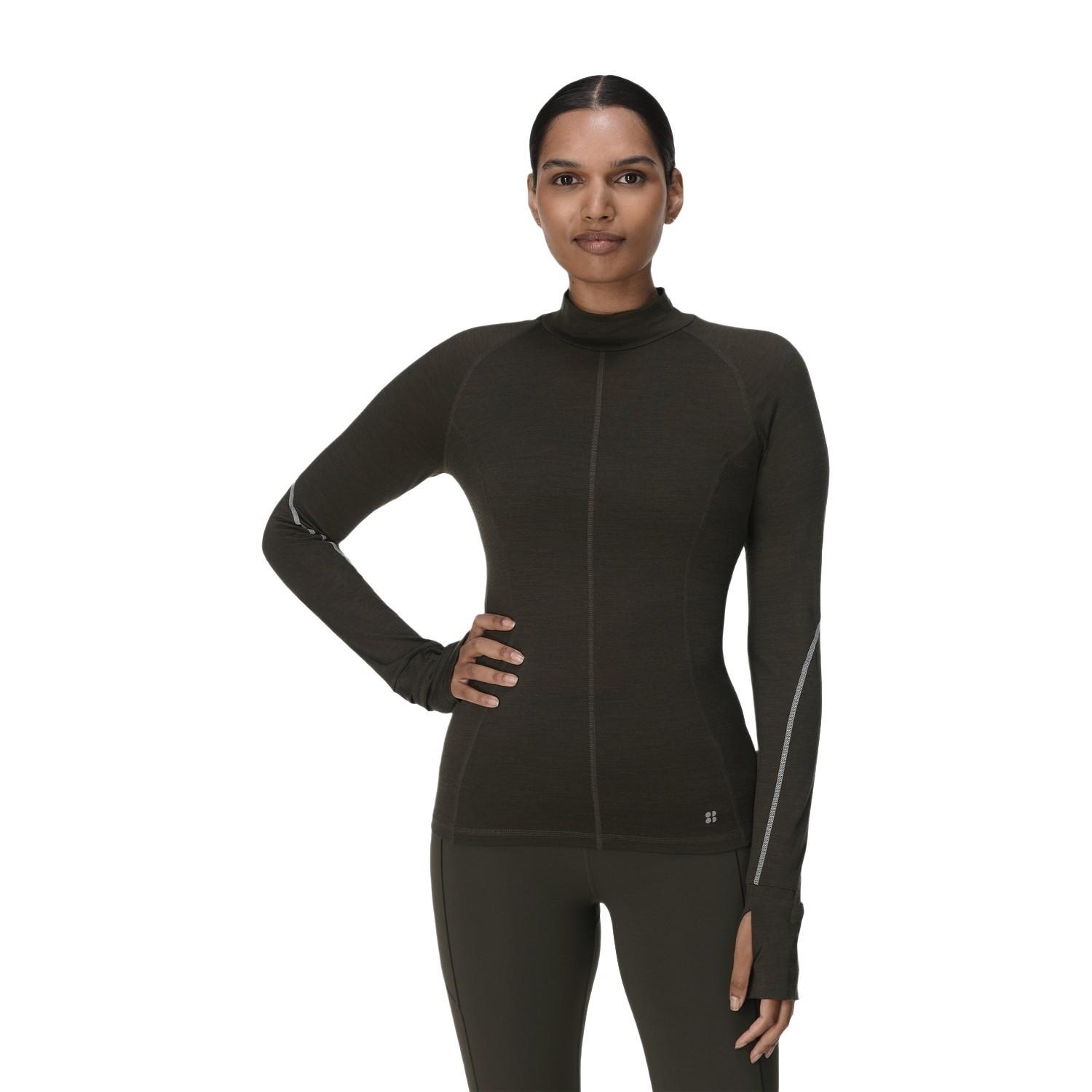 Sweaty Betty Infinity Merino Long Sleeve Ru Kadın Yeşil Koşu Tank Top