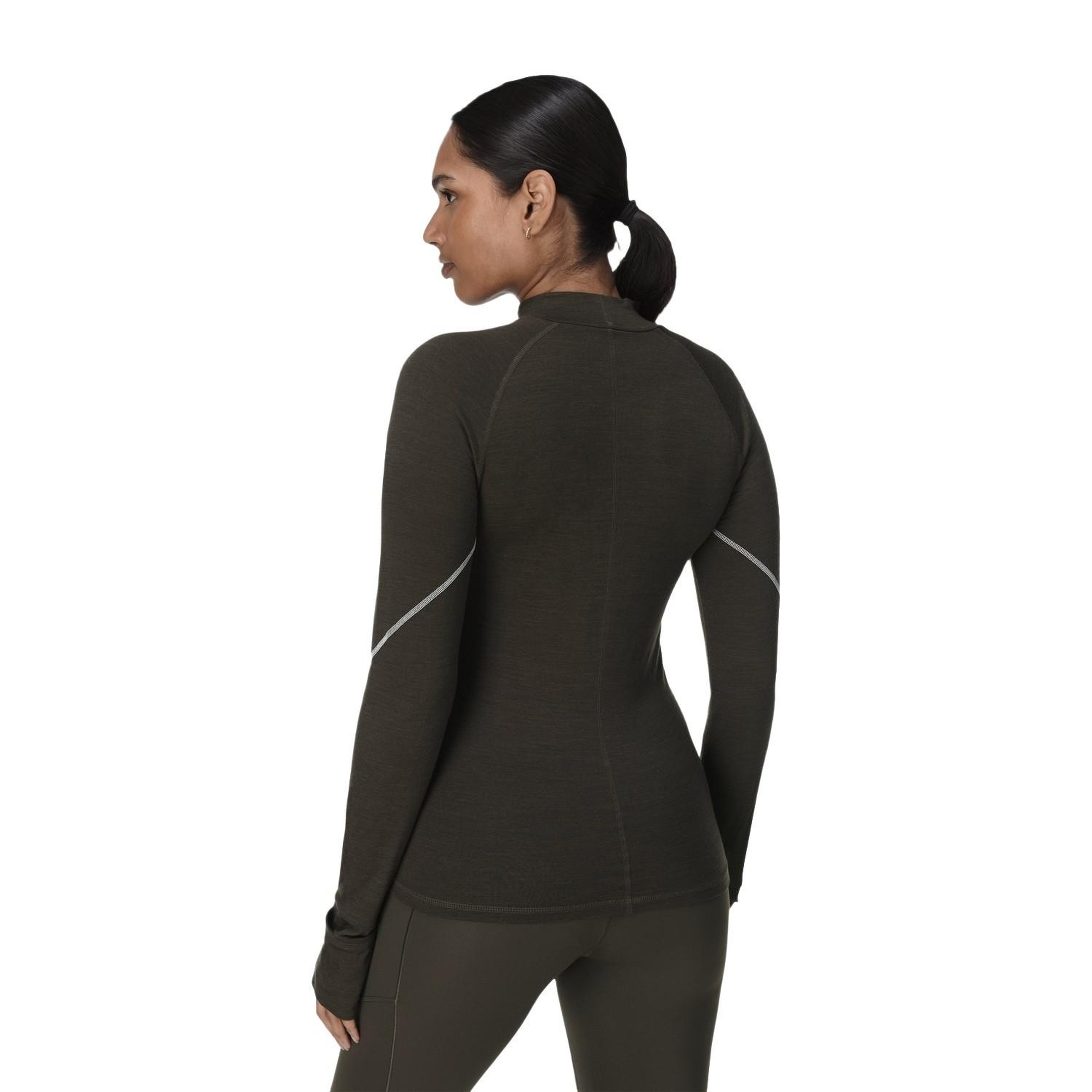 Sweaty Betty Infinity Merino Long Sleeve Ru Kadın Yeşil Koşu Tank Top