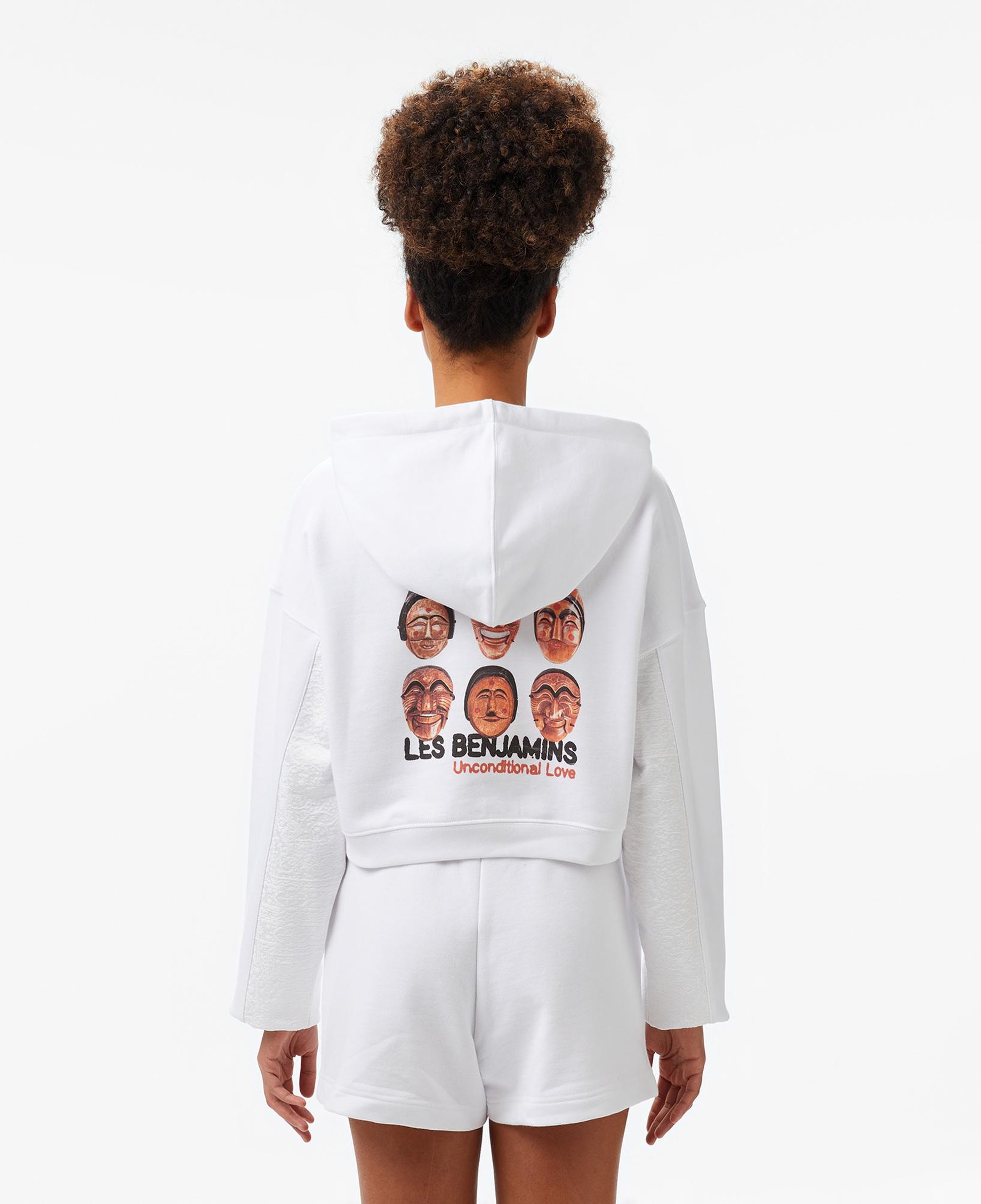 Les Benjamins Kadın Beyaz Crop Hoodie