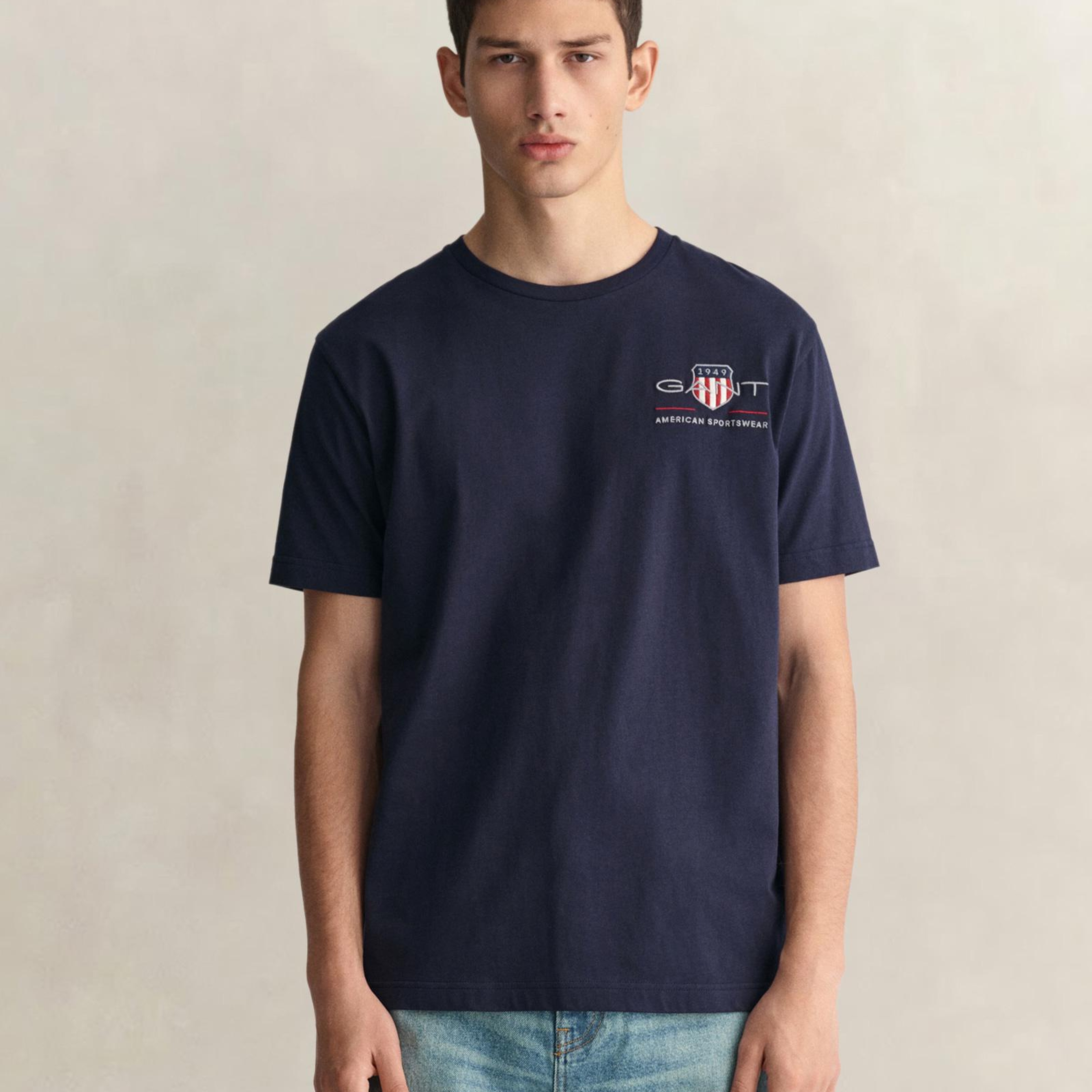 GANT Erkek Lacivert Regular Fit T-Shirt