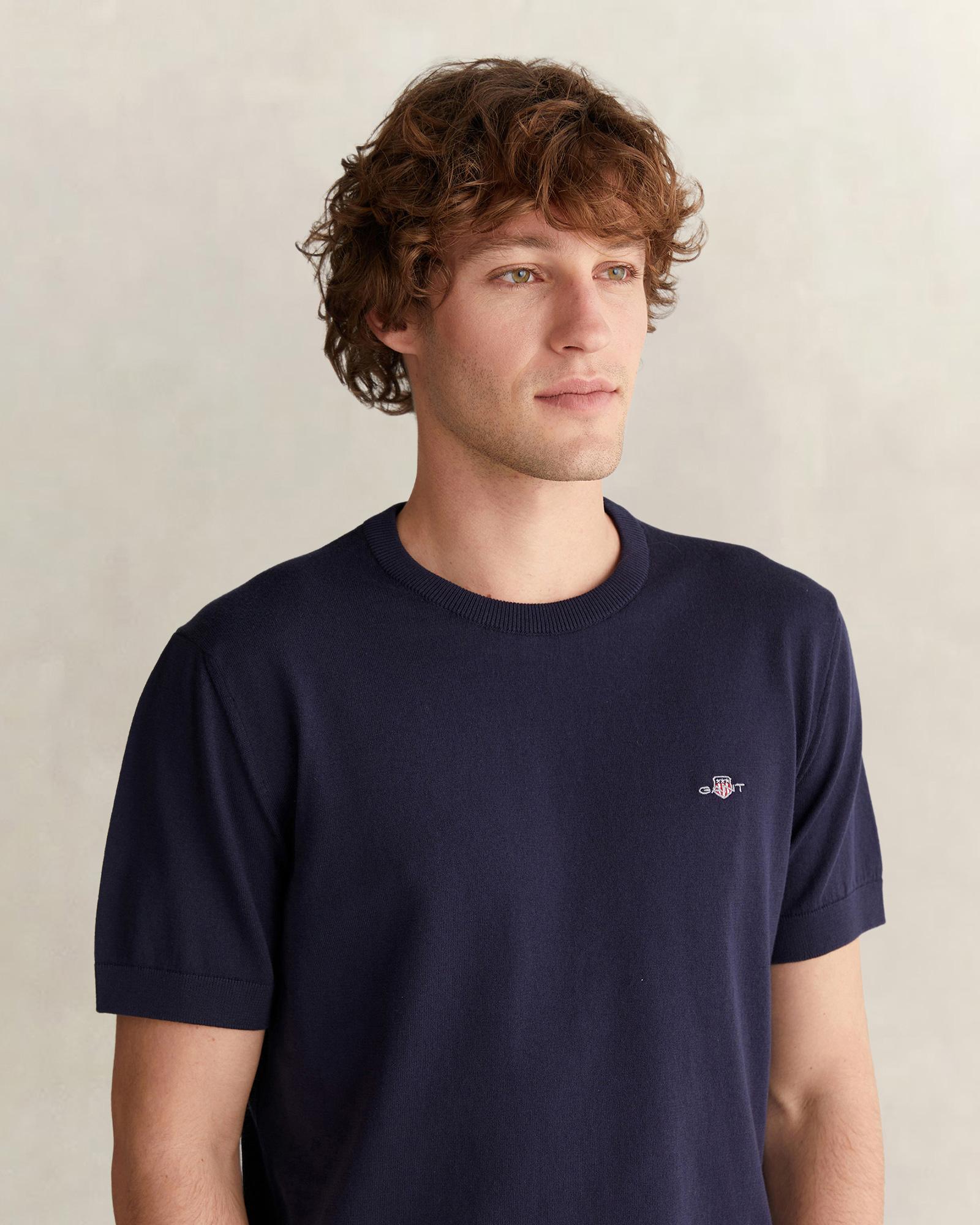 GANT Erkek Lacivert Regular Fit Bisiklet Yaka Kısa Kollu T-Shirt
