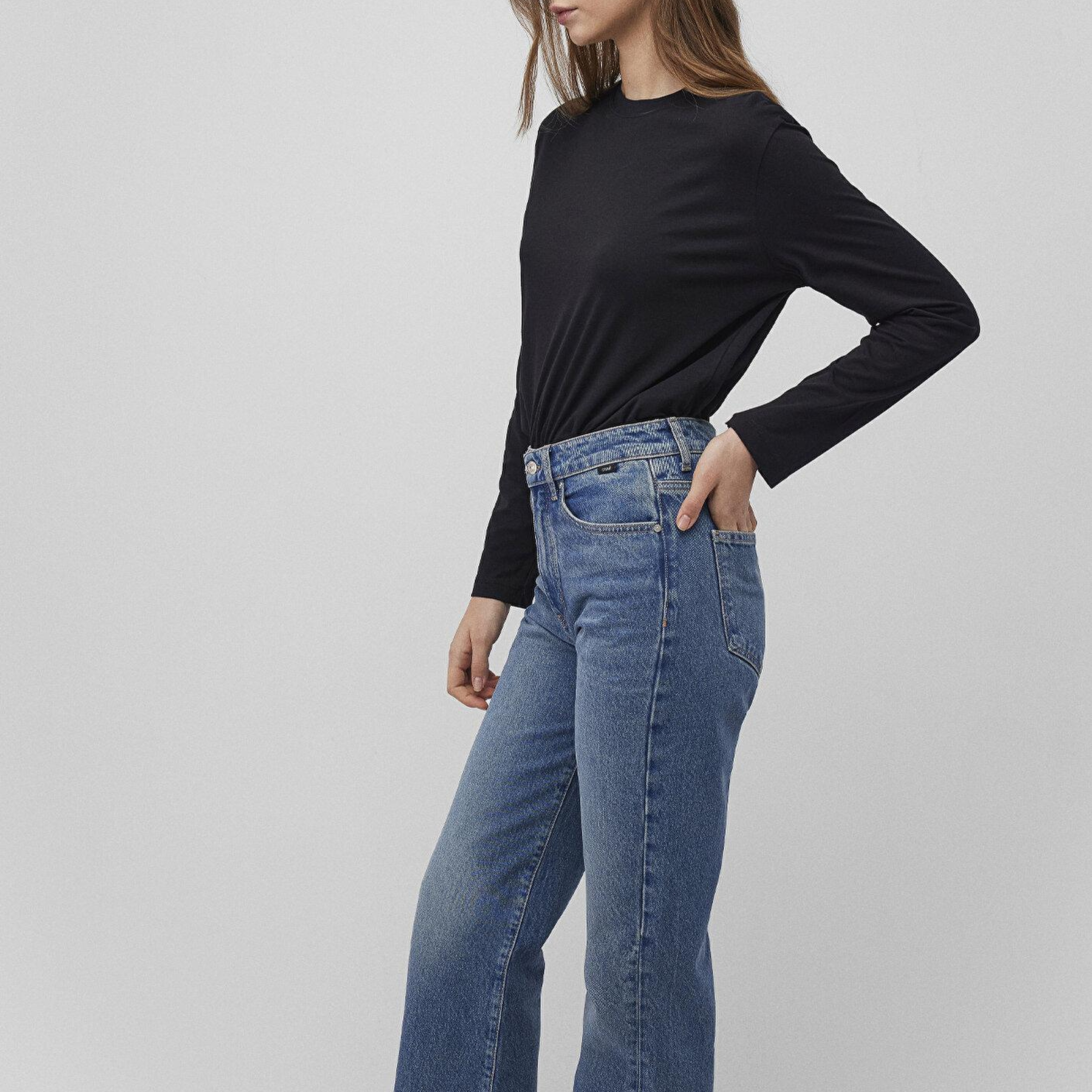 Mavi 2li Uzun Kollu Siyah Basic Tişört Loose Fit / Bol Rahat Kesim 1613039-900