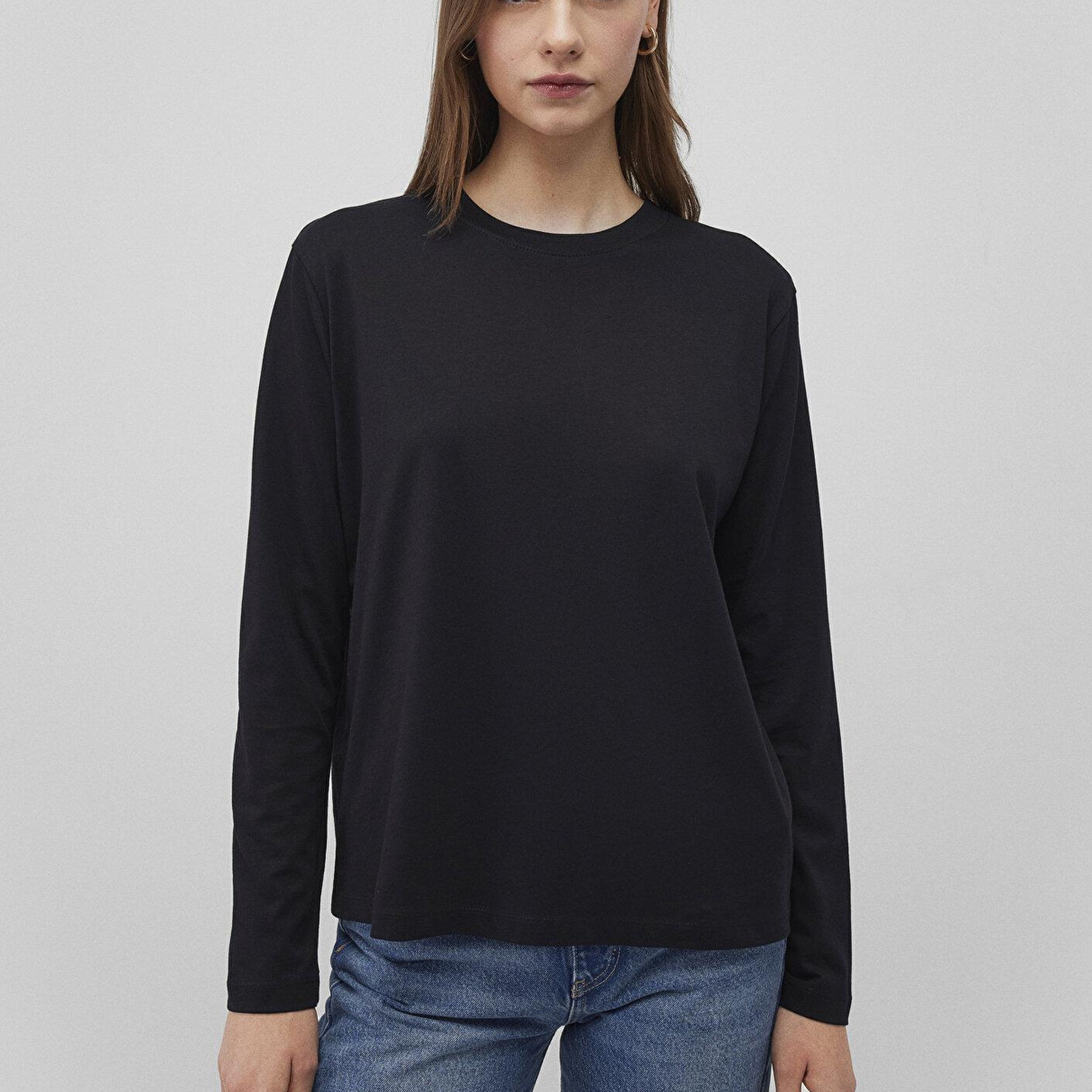 Mavi 2li Uzun Kollu Siyah Basic Tişört Loose Fit / Bol Rahat Kesim 1613039-900