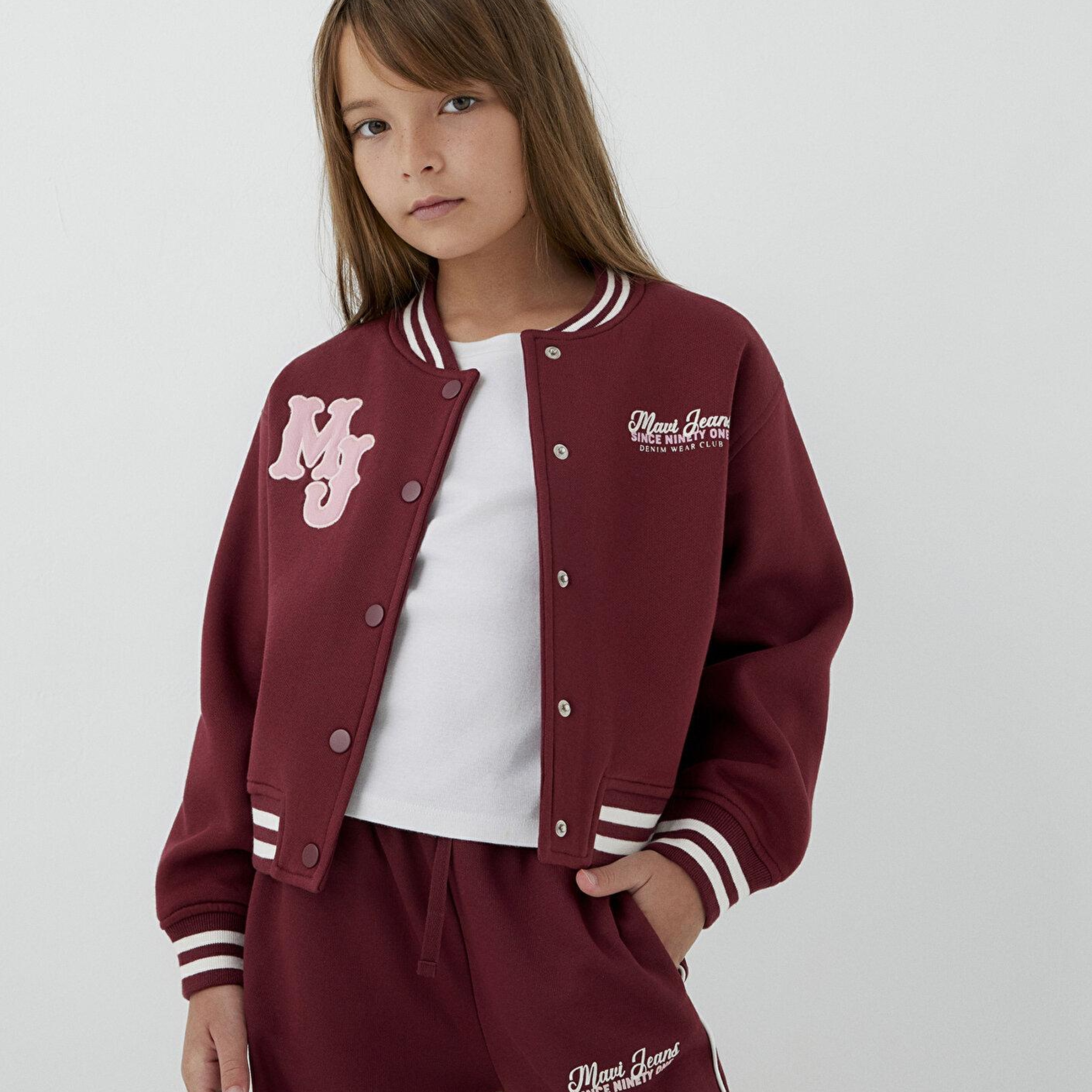 Mavi MJ Logo Nakışlı Bordo Bomber Ceket 7S10189-70393