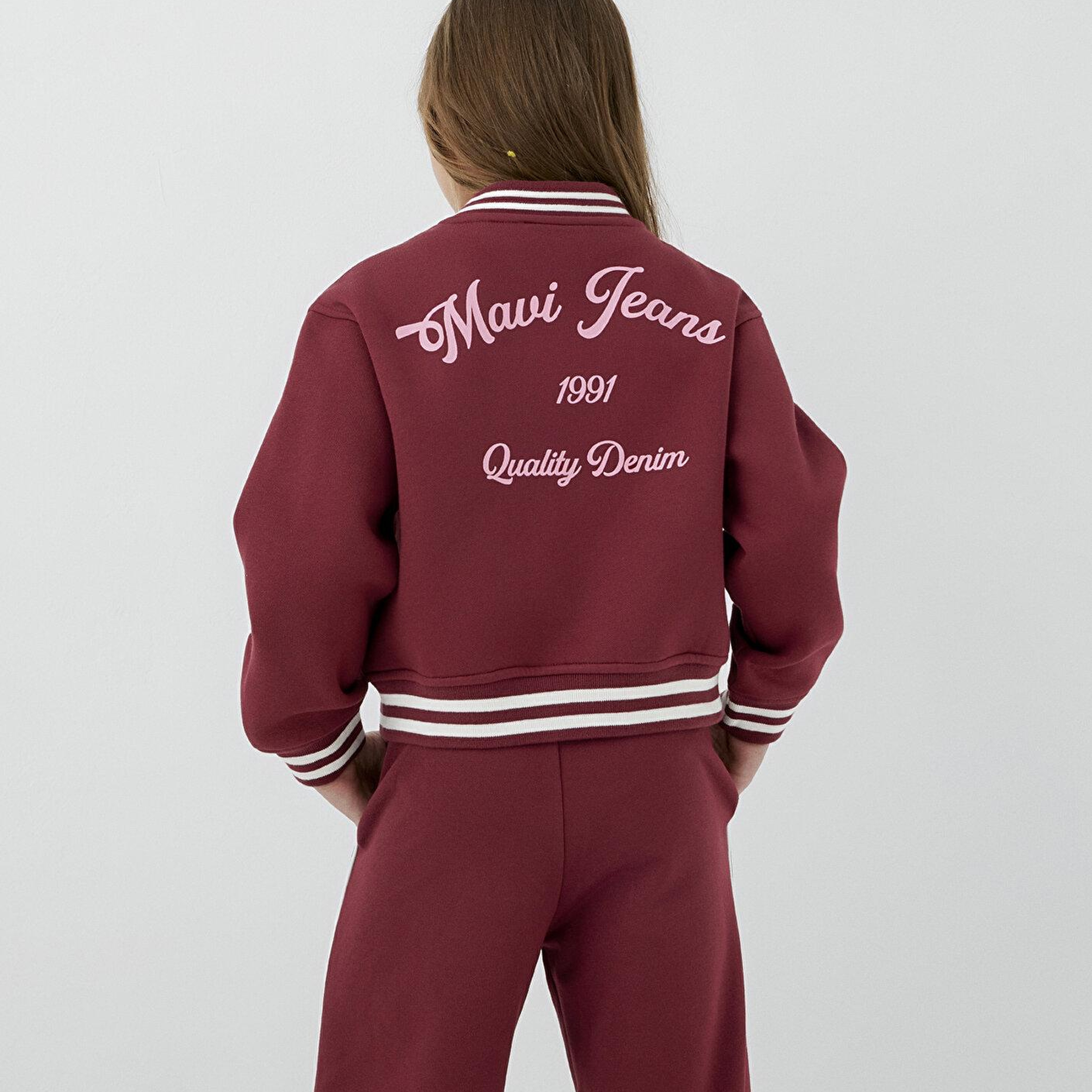 Mavi MJ Logo Nakışlı Bordo Bomber Ceket 7S10189-70393