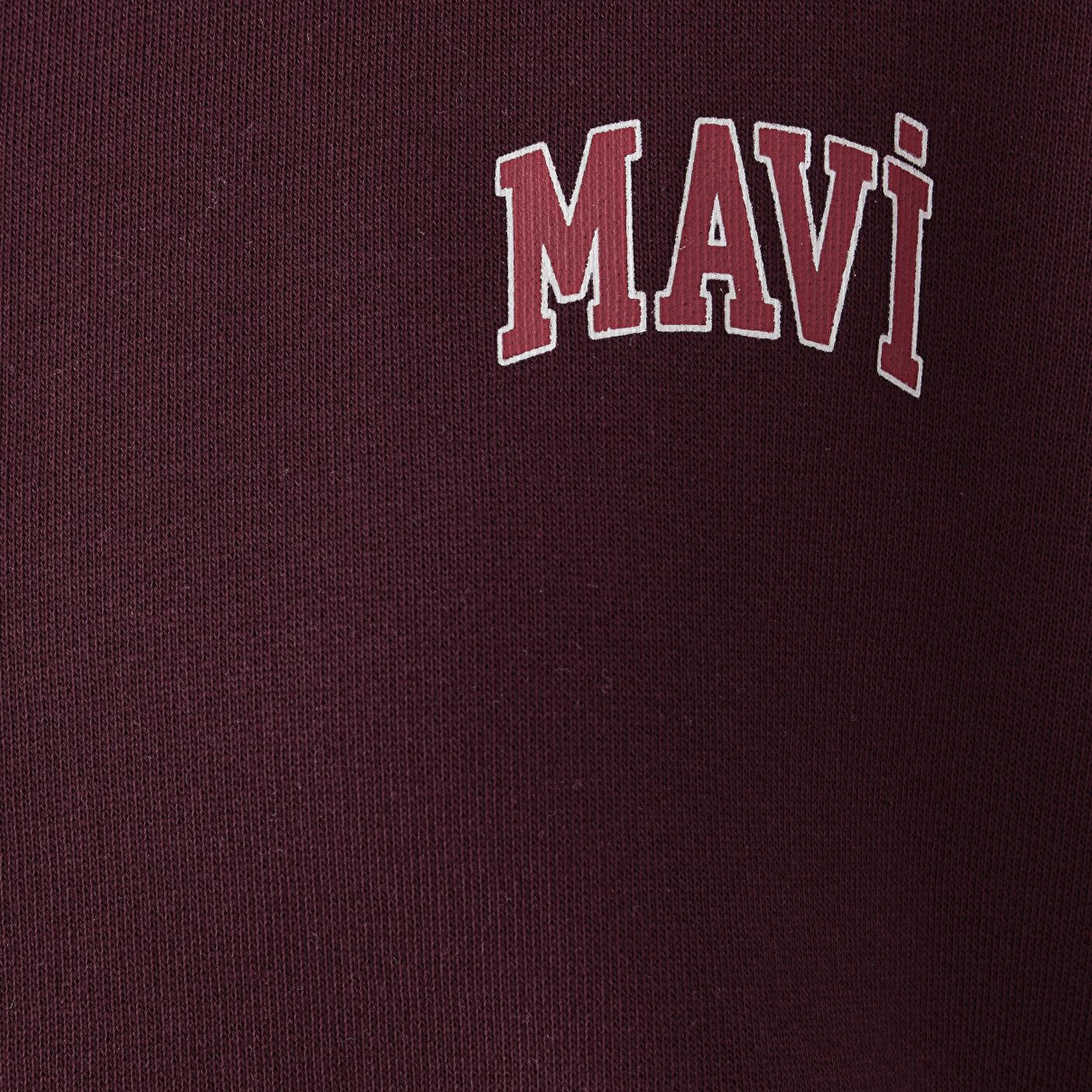 Mavi Mavi Logo Baskılı Yarı Fermuarlı Bordo Sweatshirt 1S10179-90705