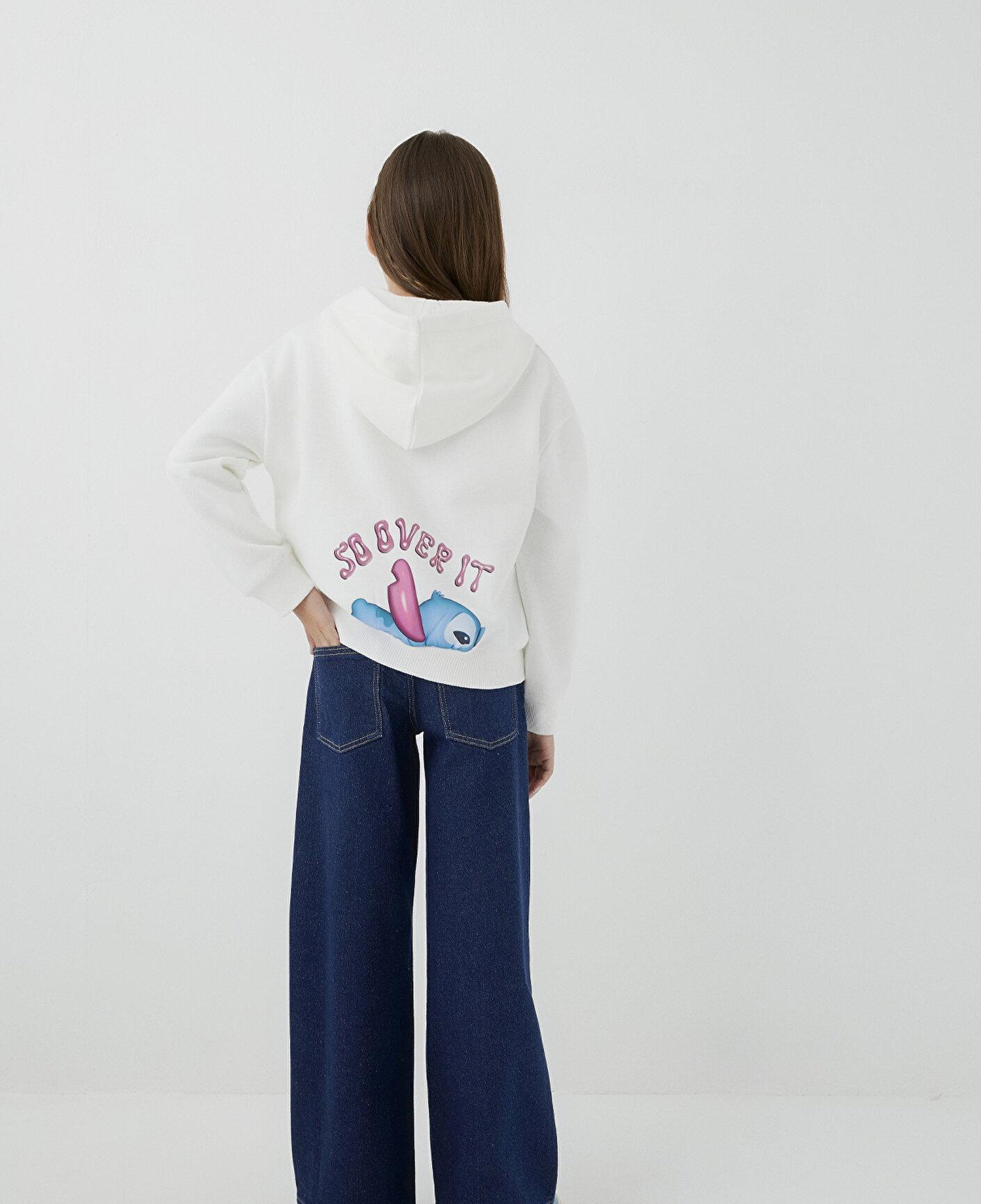 Mavi Lilo ve Stitch Baskılı Kapüşonlu Sweatshirt 7S10205-70057