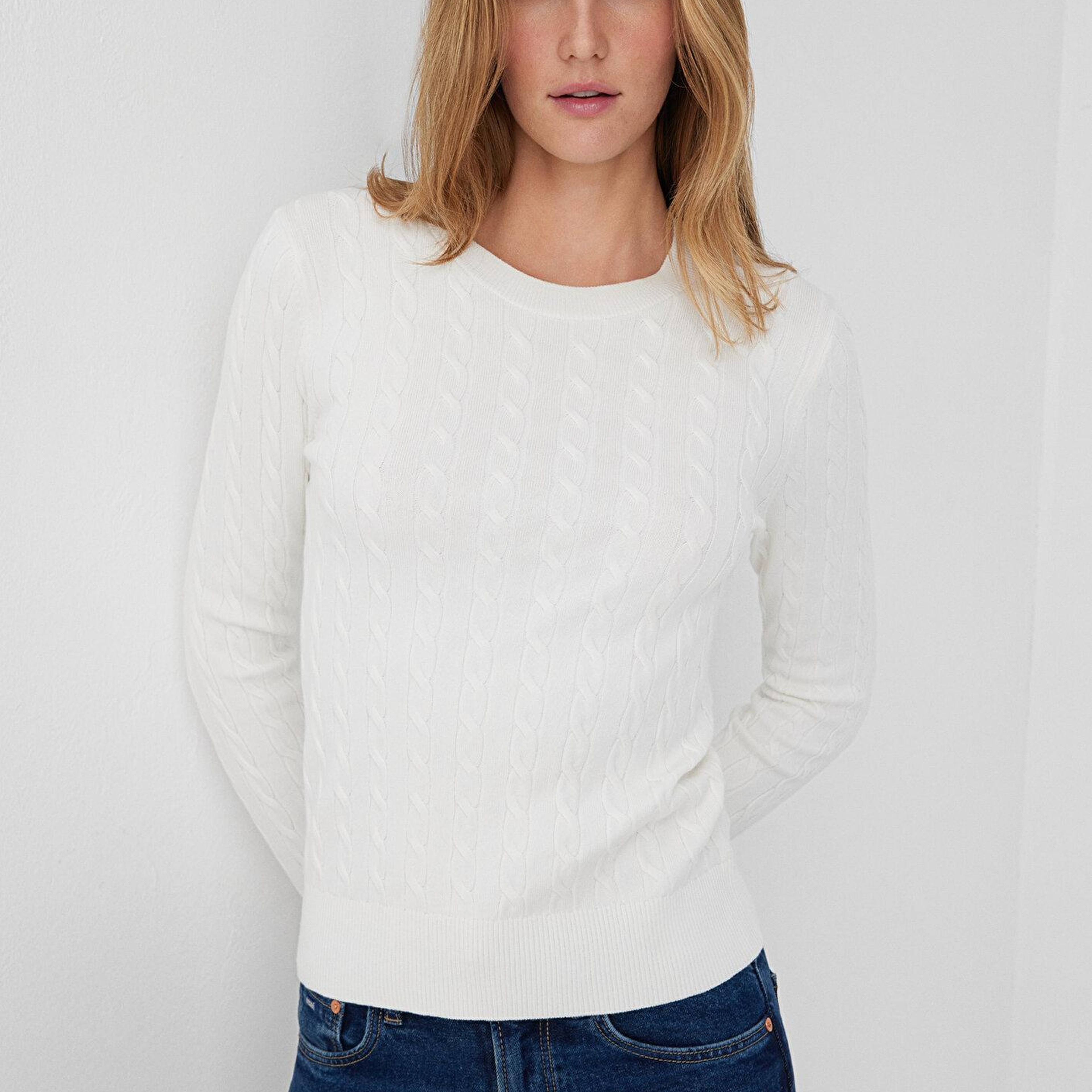 Mavi Ekru Kazak Slim Fit / Dar Kesim 1710910-70057