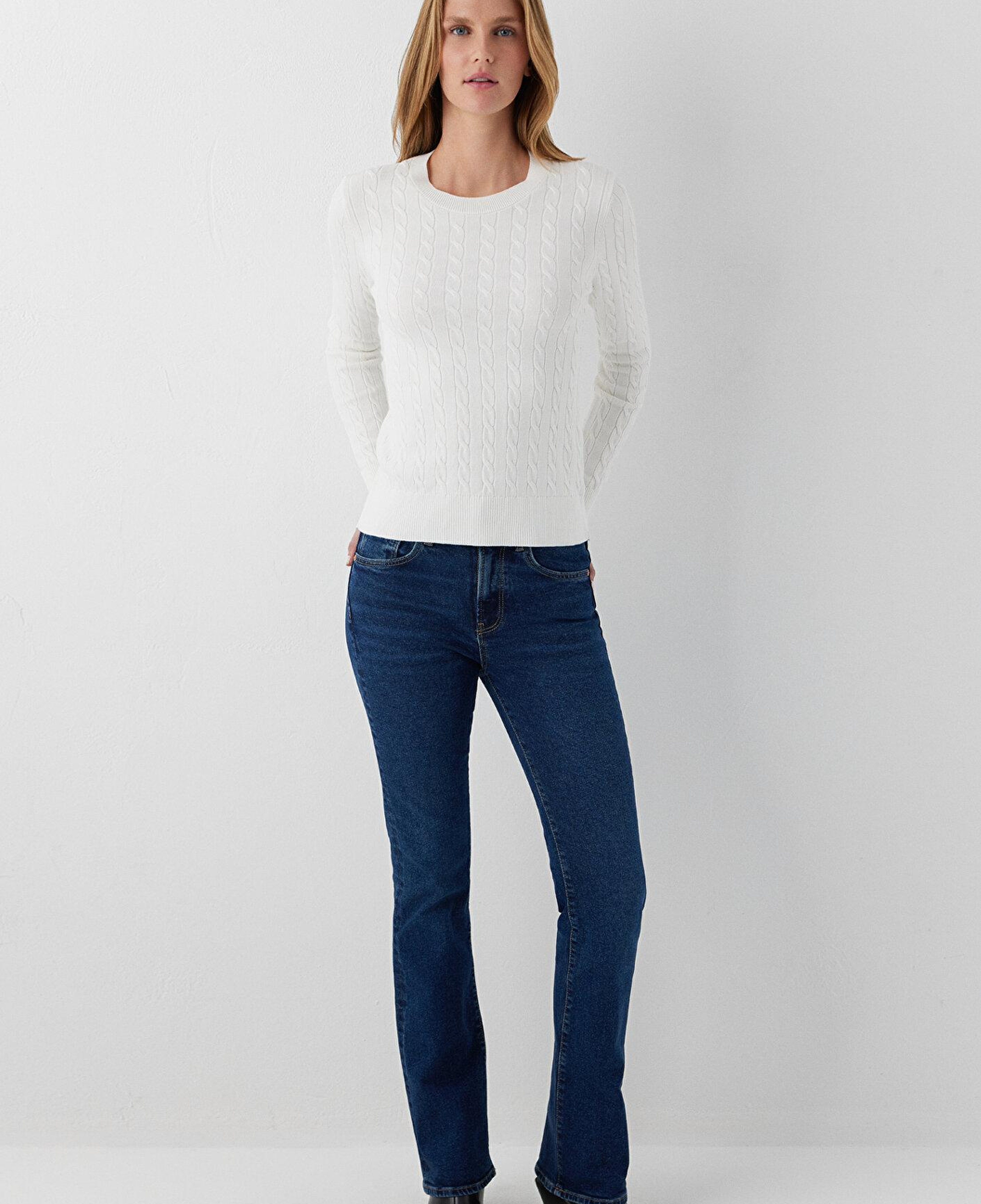 Mavi Ekru Kazak Slim Fit / Dar Kesim 1710910-70057