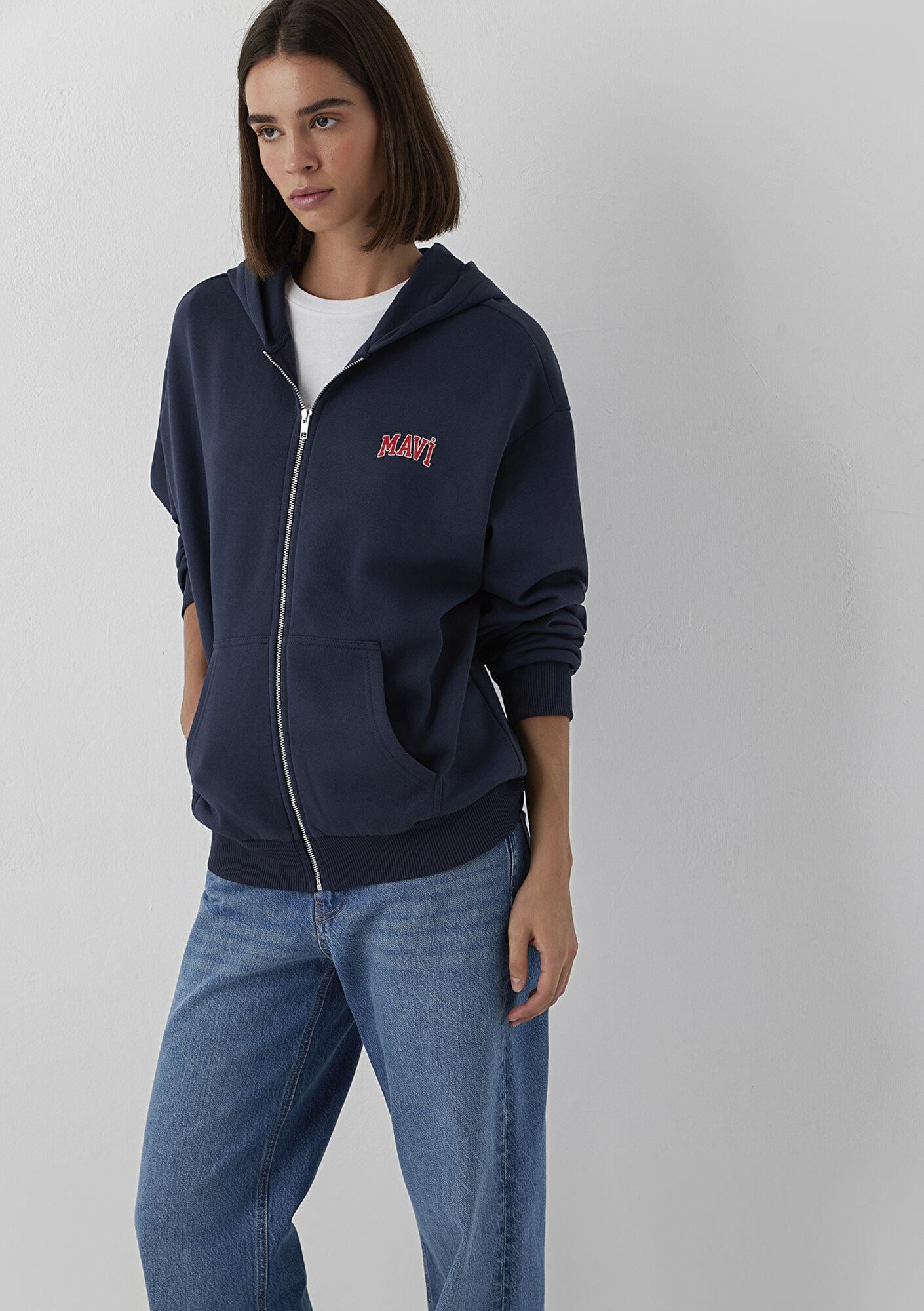 Mavi Kapüşonlu Lacivert Sweatshirt 1S10178-70490