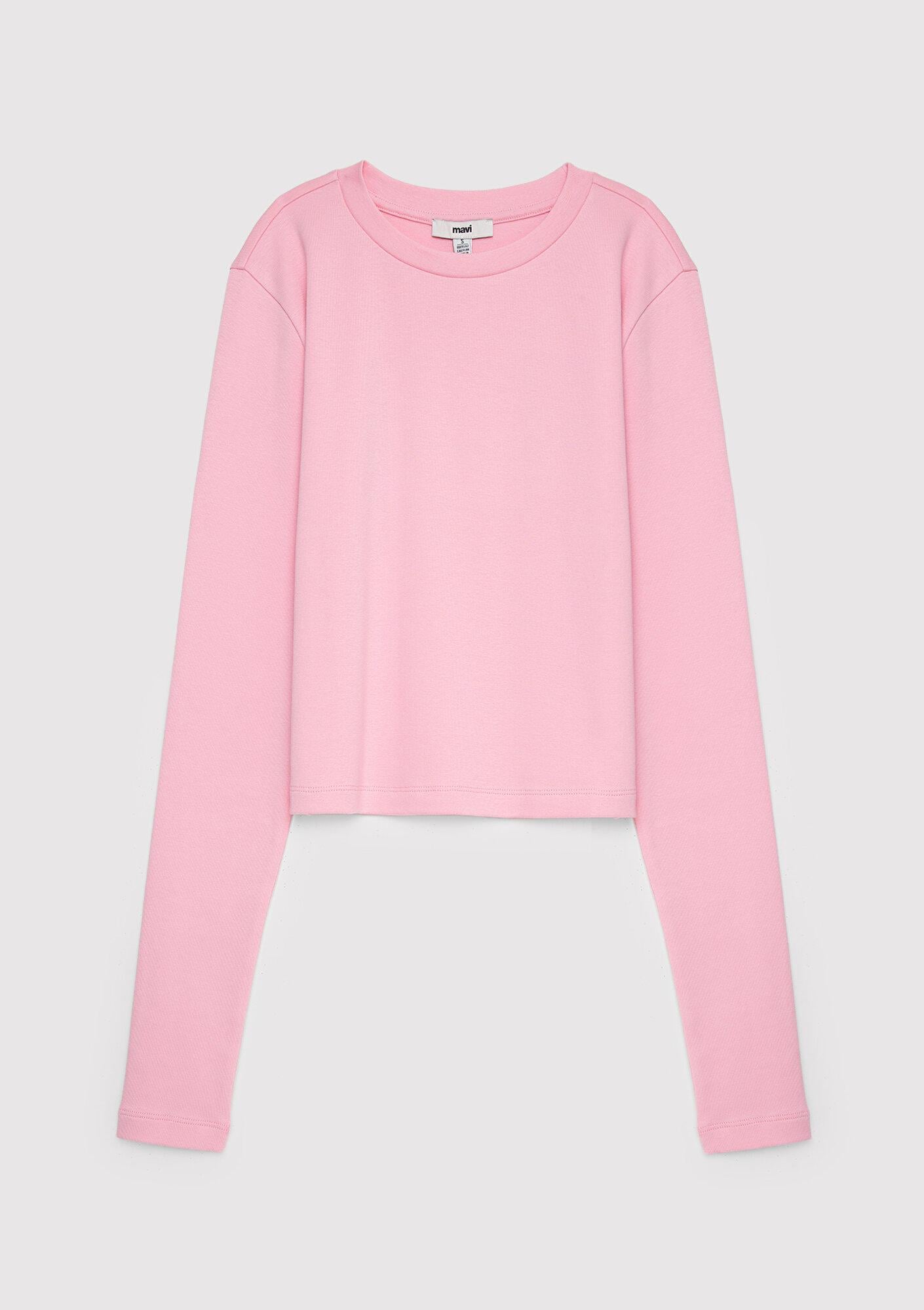 Mavi 2li Uzun Kollu Crop Basic Tişört Fitted / Vücuda Oturan Kesim 1613021-71014
