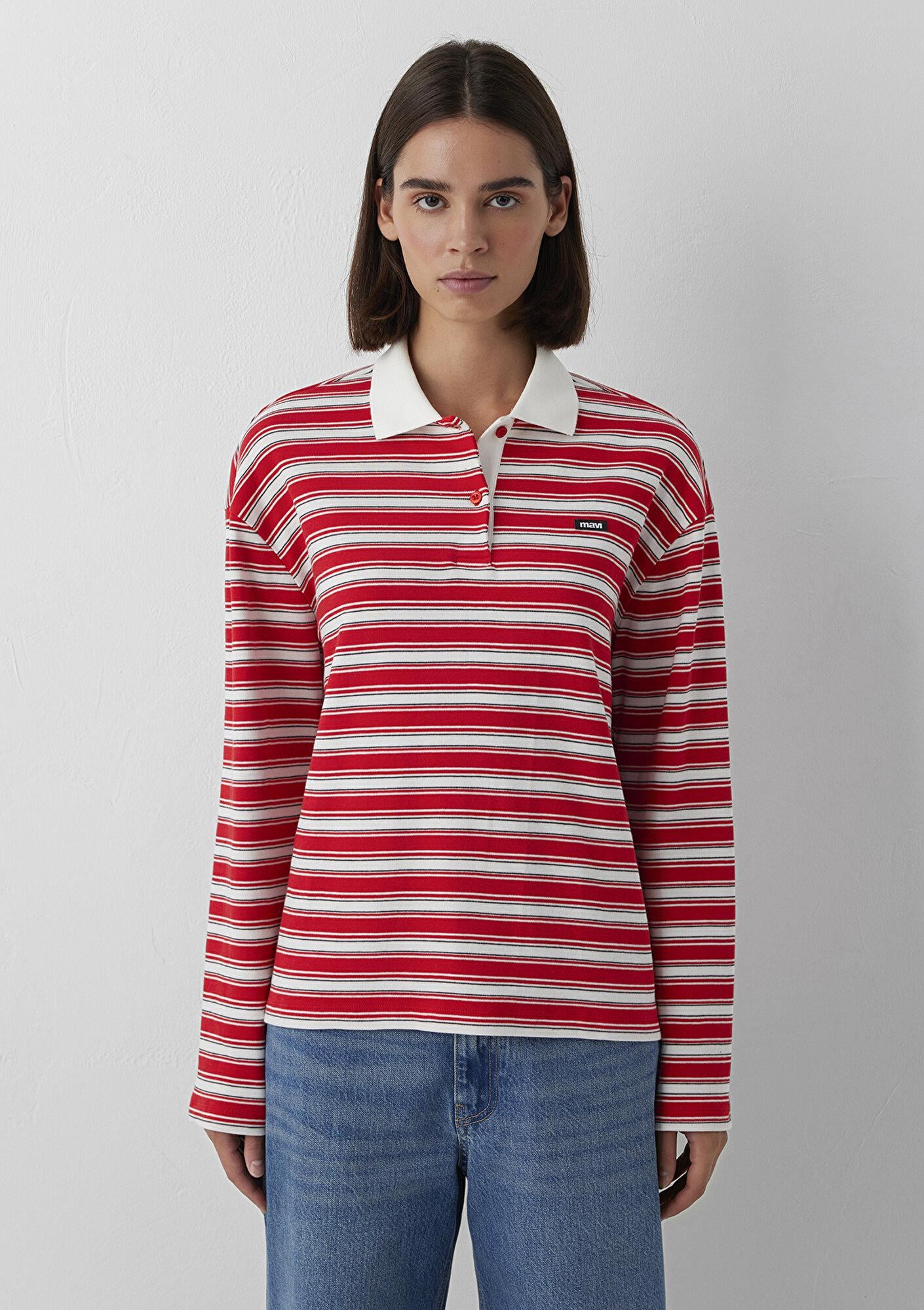 Mavi Mavi Logo Kırmızı Çizgili Polo Regular Fit / Normal Kesim 1614196-91657