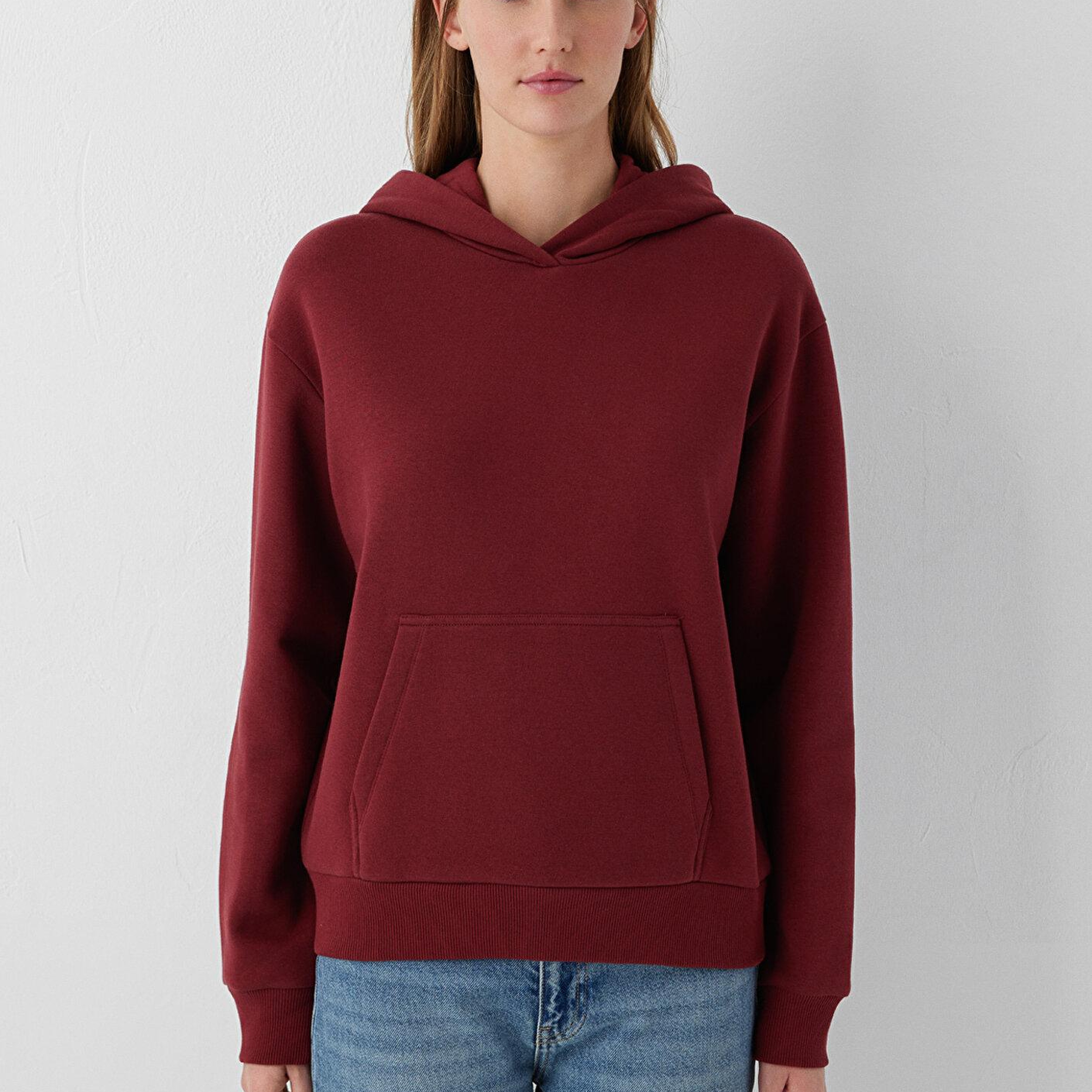 Mavi Kapüşonlu Kırmızı Sweatshirt 167299-85347