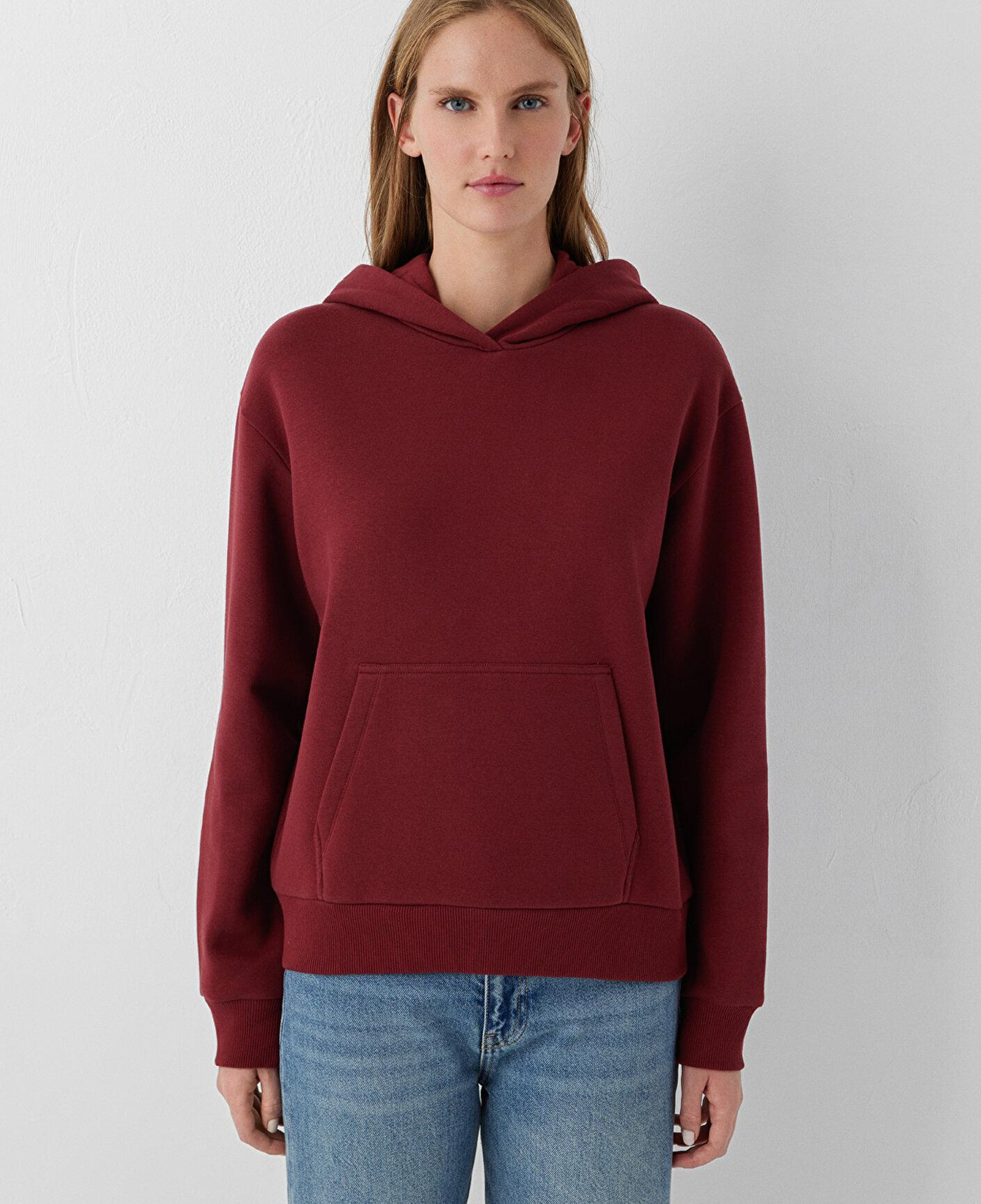 Mavi Kapüşonlu Kırmızı Sweatshirt 167299-85347