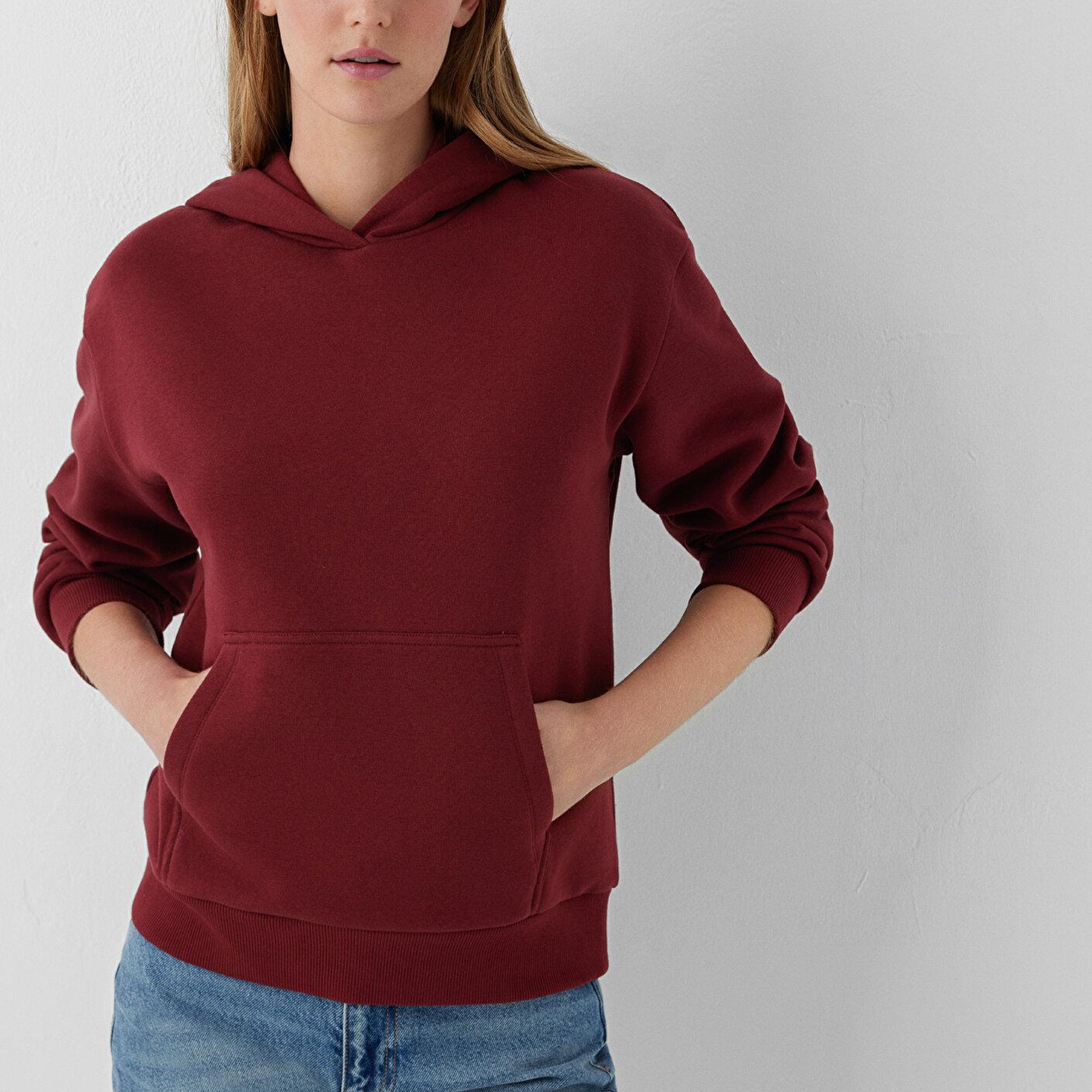 Mavi Kapüşonlu Kırmızı Sweatshirt 167299-85347